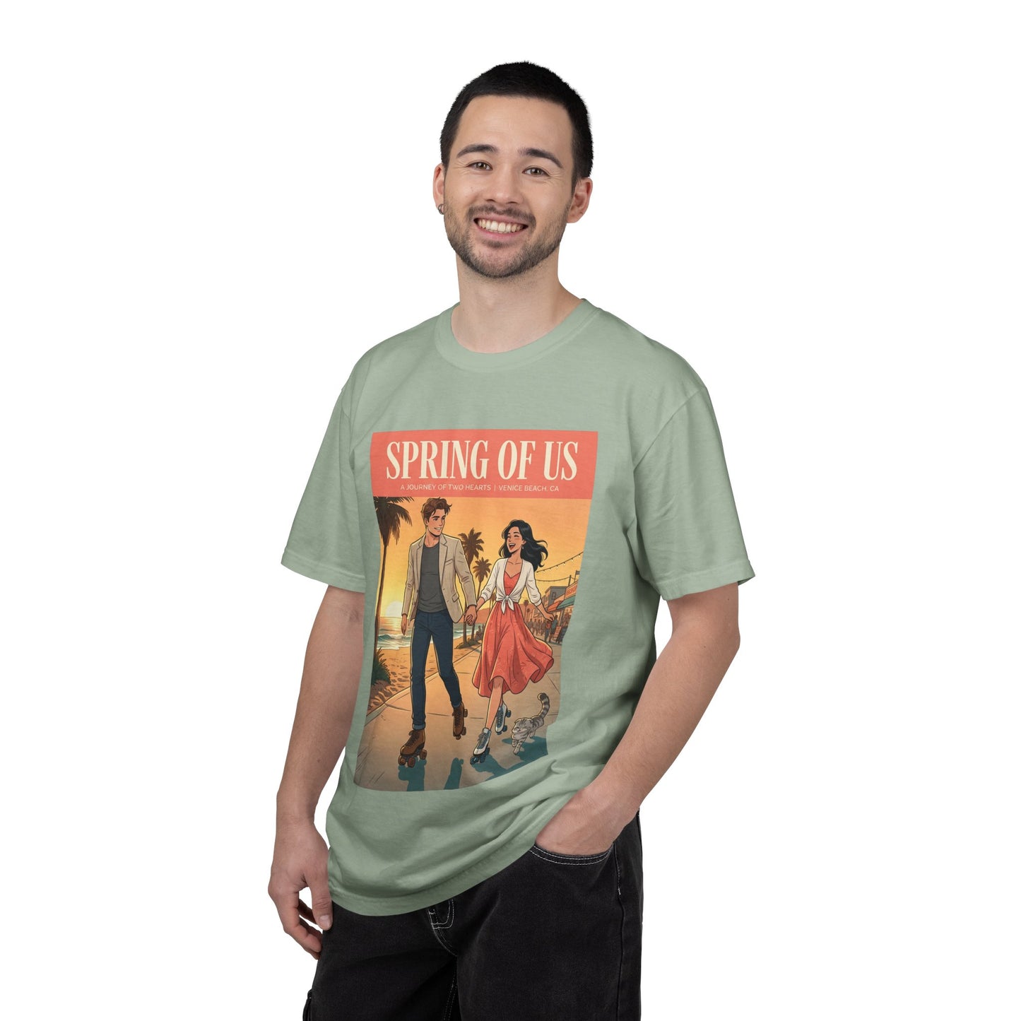 Spring of Us T-Shirt — Vintage Romantic Beach Couple Graphic Tee