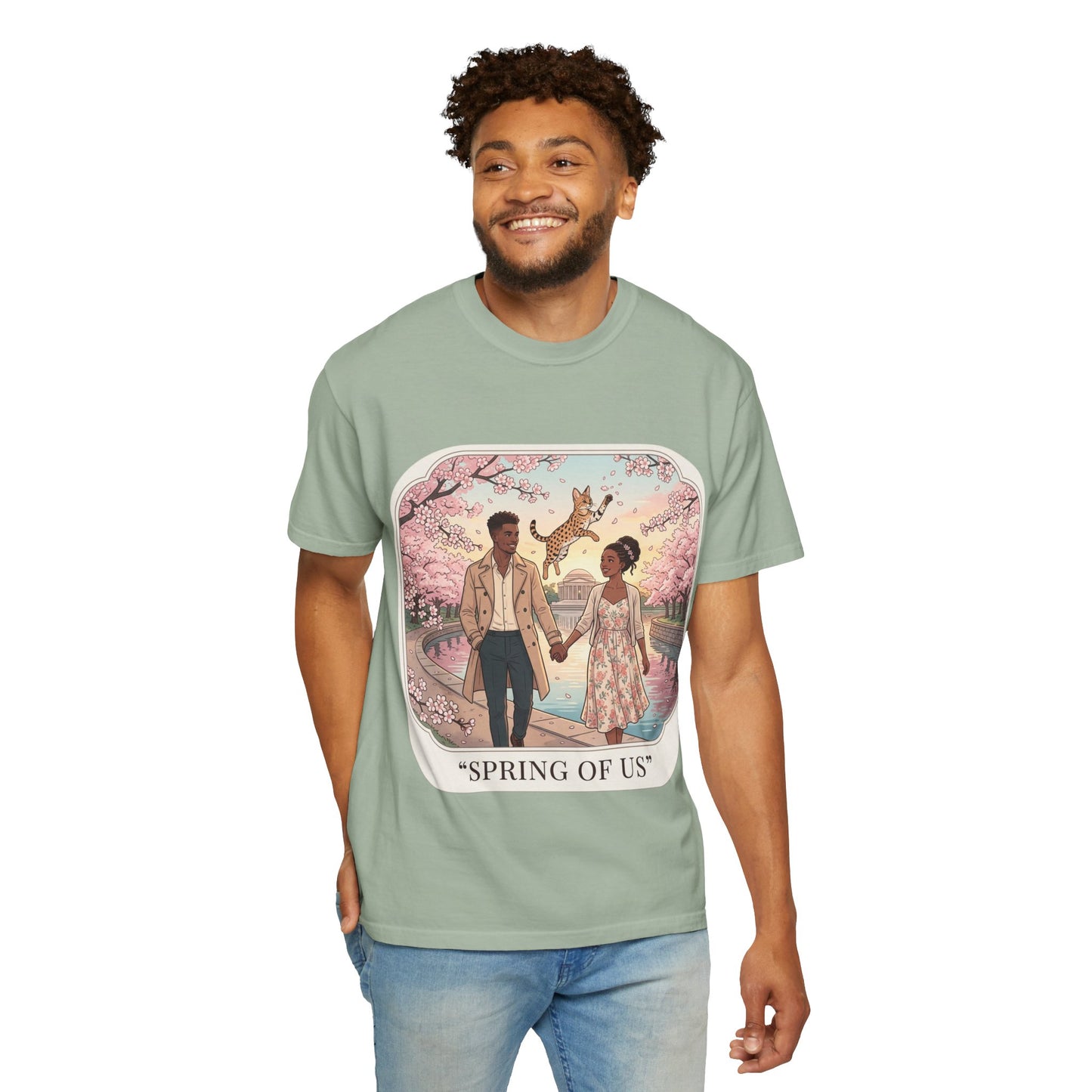 Spring of Us T-Shirt — Romantic Cherry Blossom Couple Graphic Tee