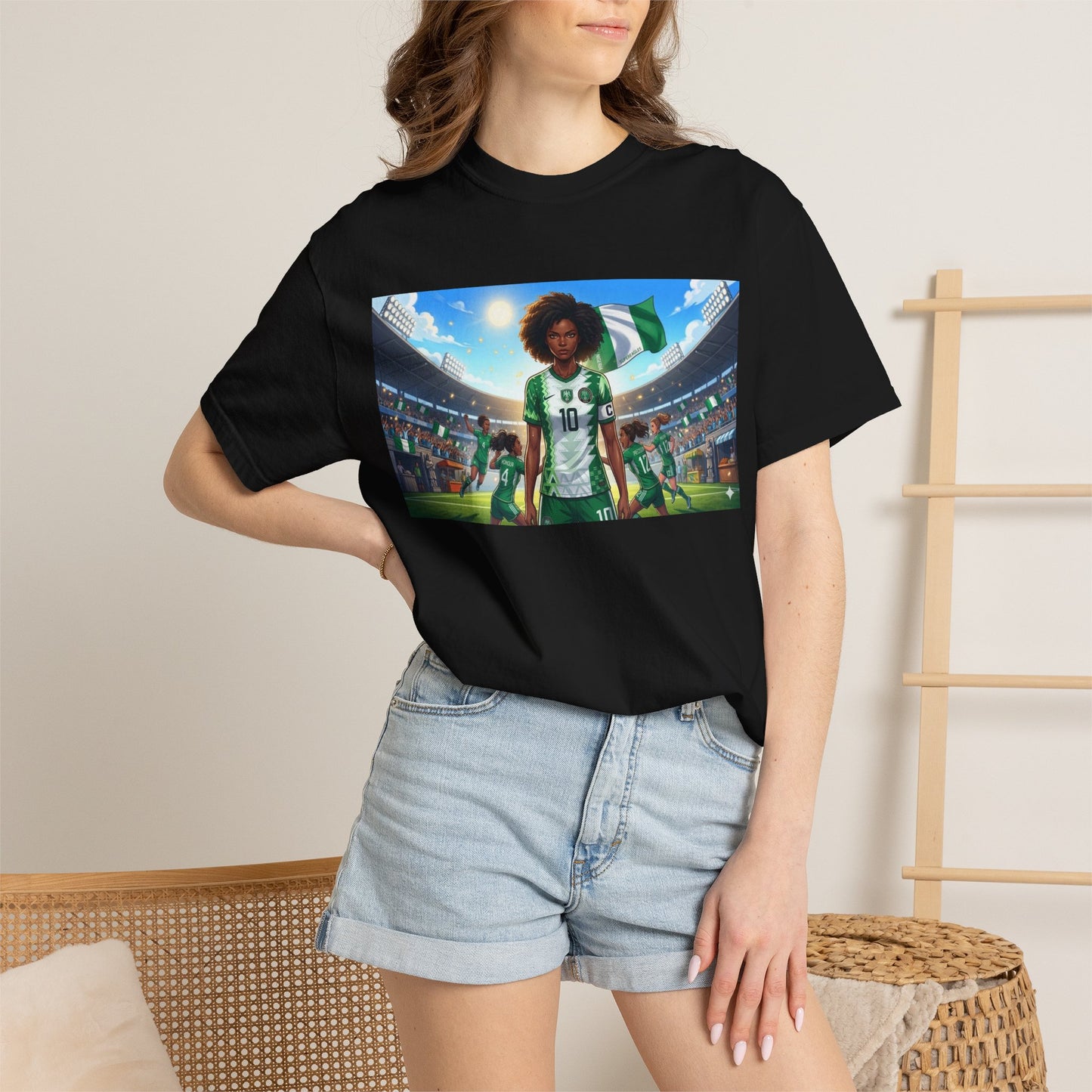 Commander- Female- Nigerian Soccer Player Stadium  - T-shirt - Graphic Tee