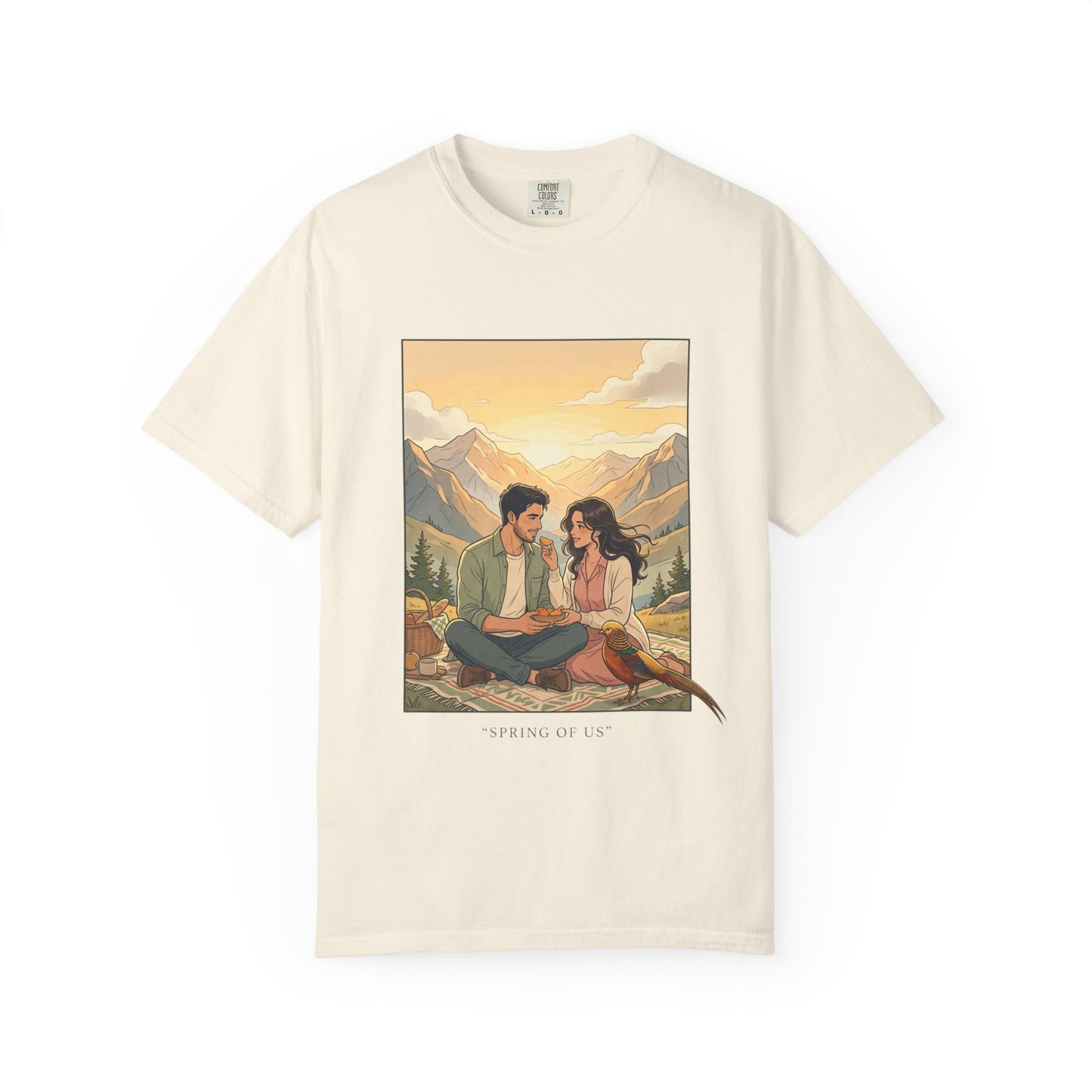 Couples Mountain Picnic T-Shirt — 'Opening Up' Scenic Graphic Tee