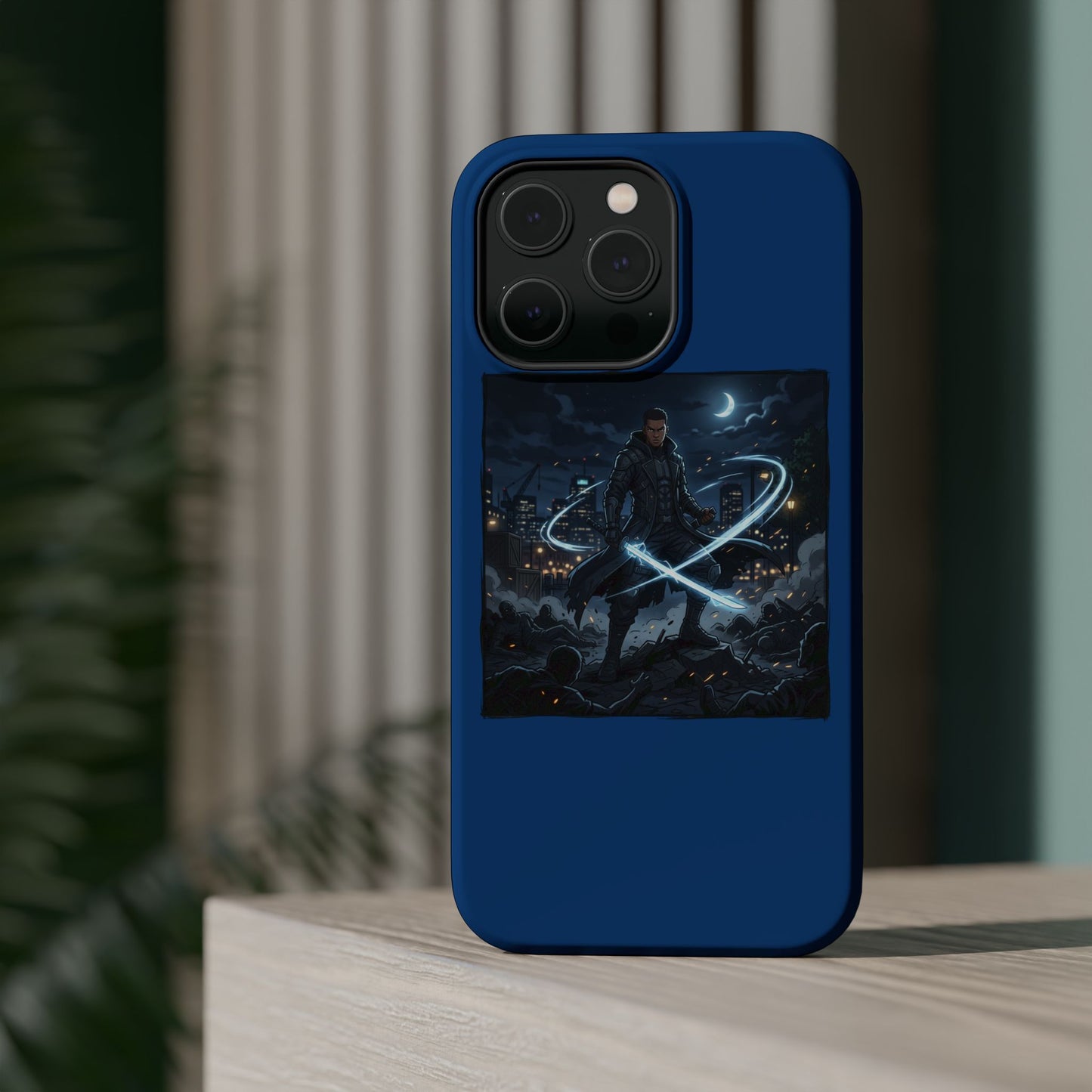 Magnetic Impact-Resistant Phone Case — Night Warrior Sci‑Fi Design