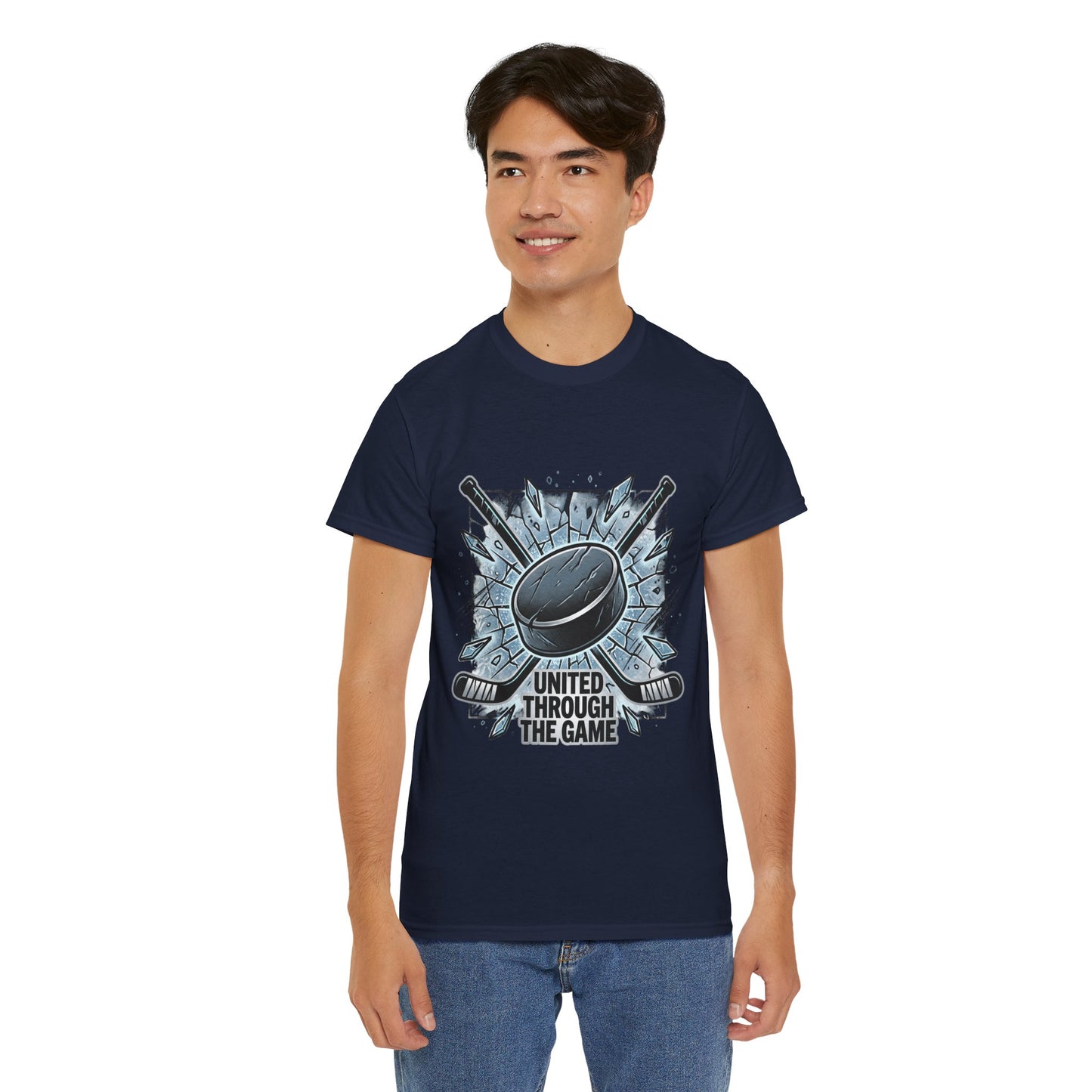 Hockey T-Shirt — "United Through the Game" Graphic Tee