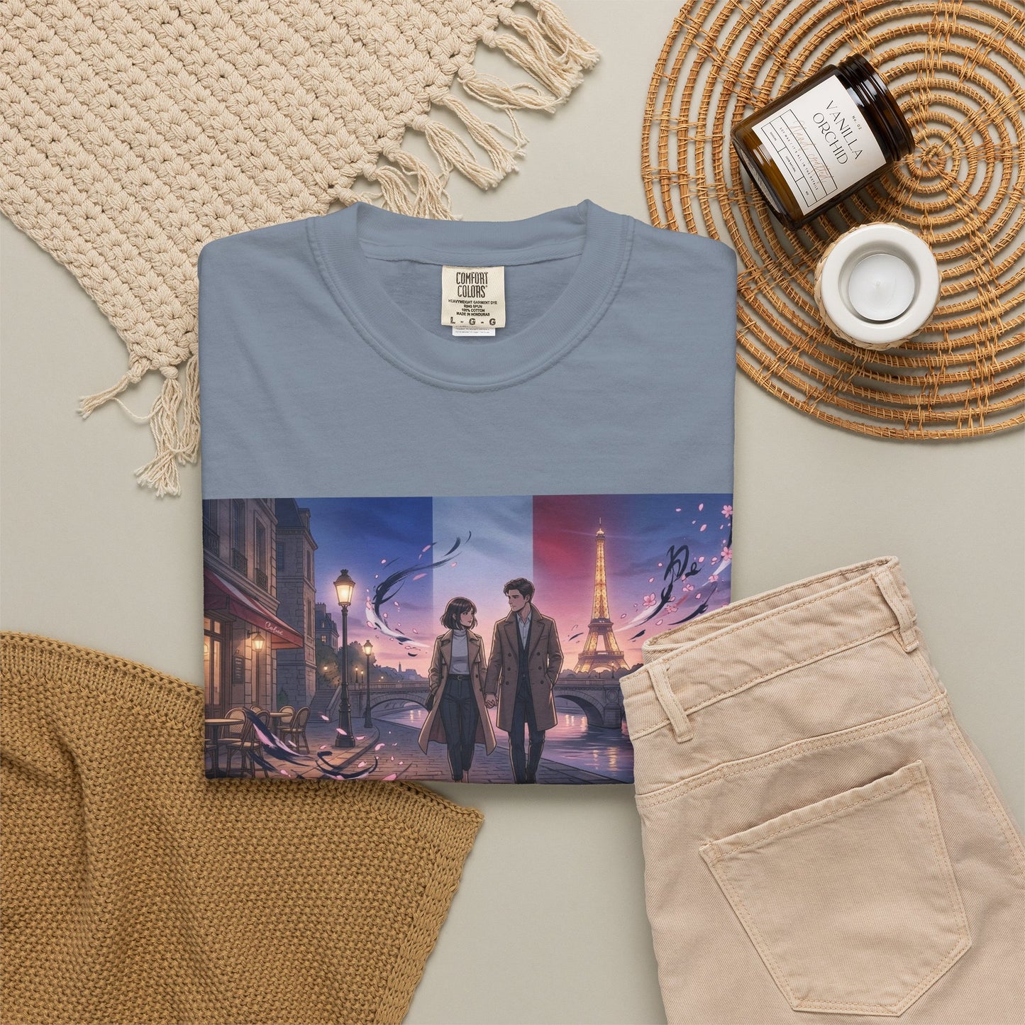 T-Shirt — Romantic City Night Stroll Illustration