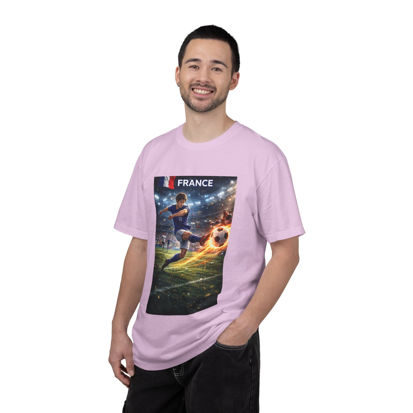 France Soccer Player Graphic T-Shirt — Football Kick Stadium Design
