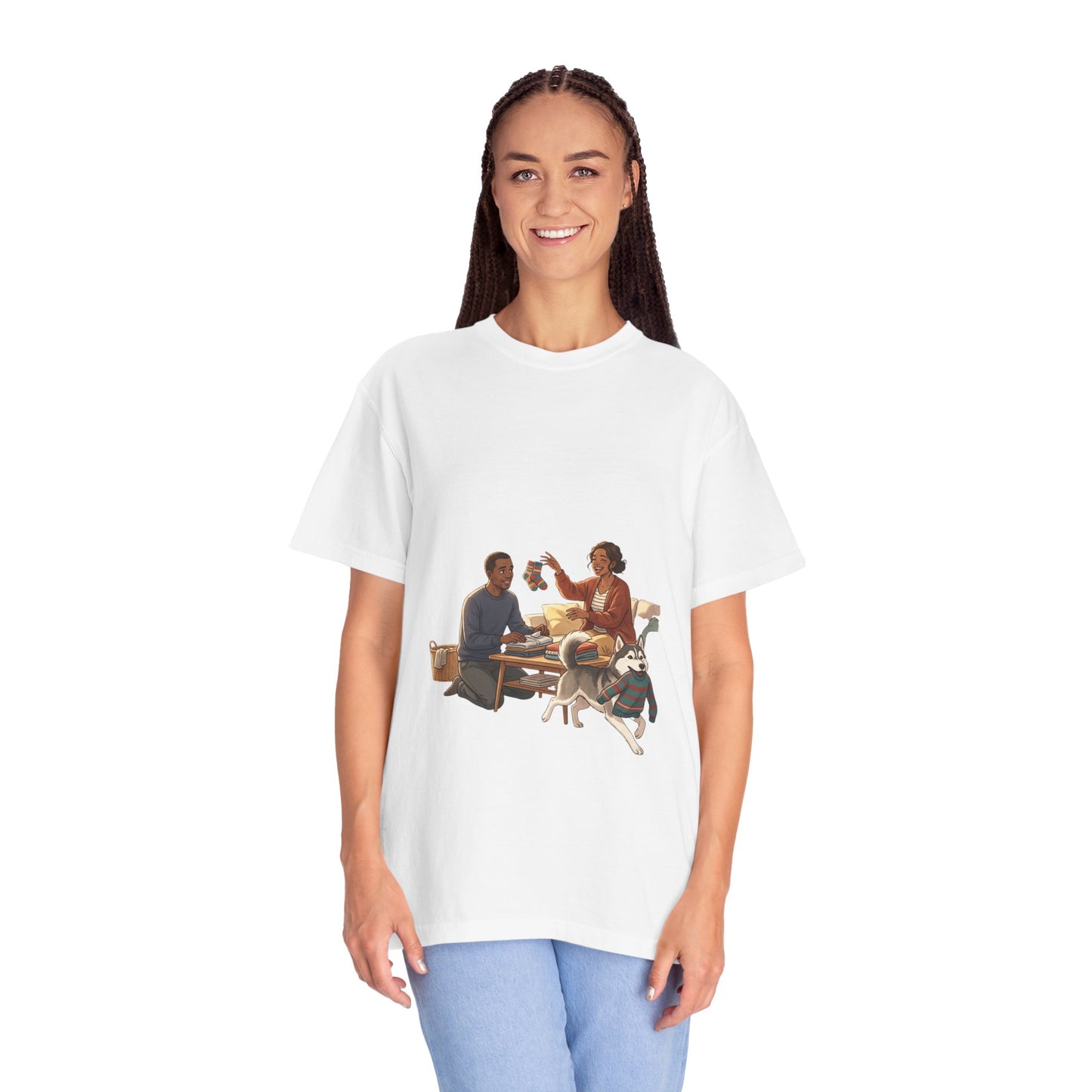 Picnic Cheers T-Shirt — Vintage Couple & Dog Illustration Tee