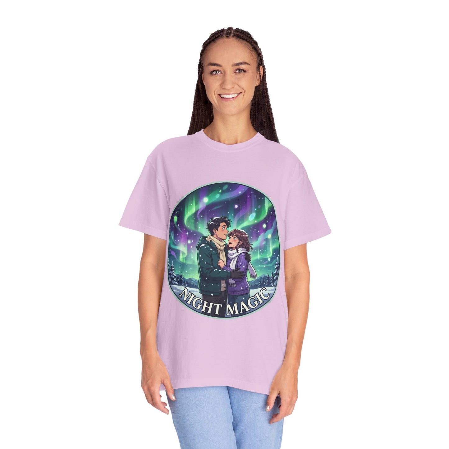 Night Magic T-Shirt — Northern Lights Couple Illustration