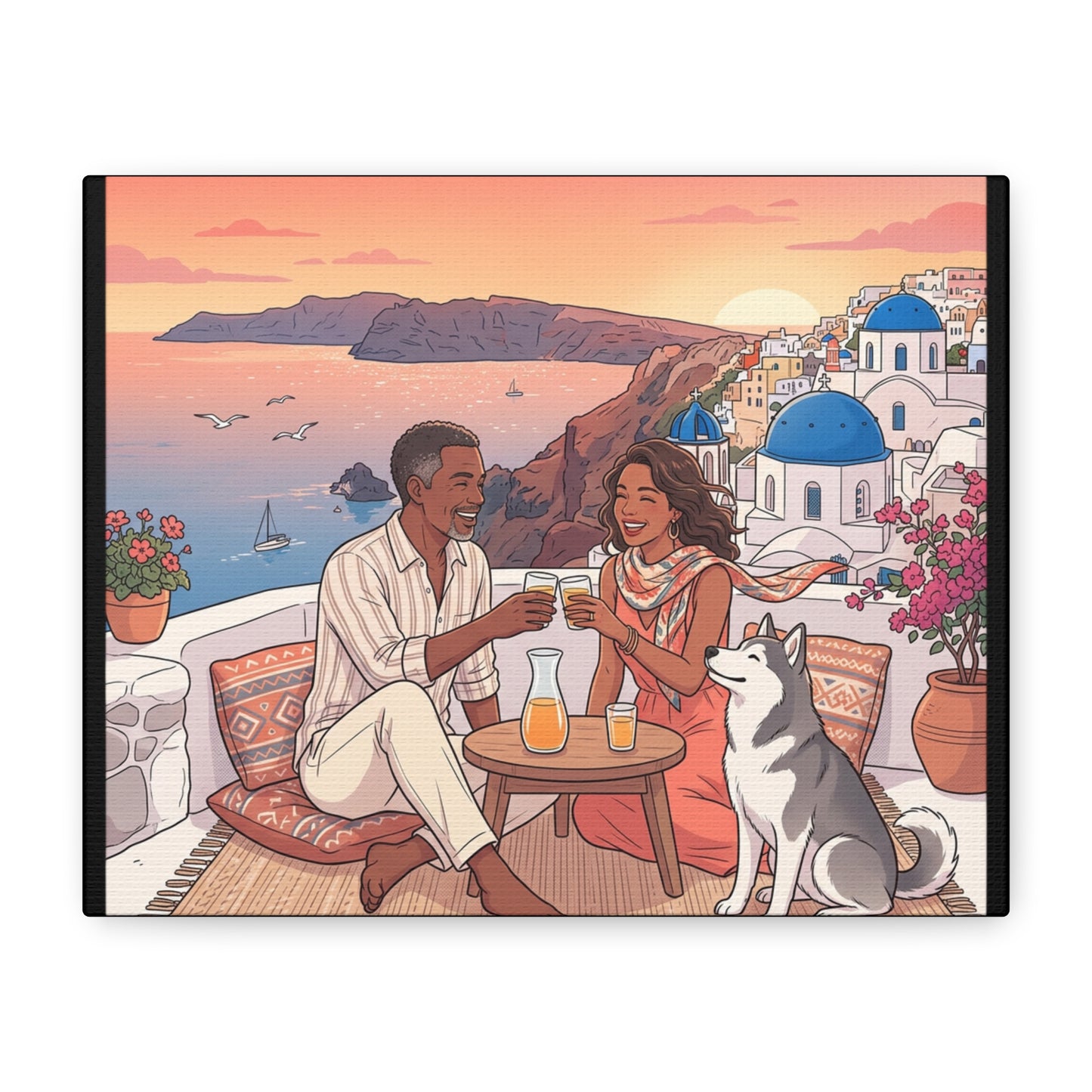 Santorini, Greece – “Sunset Serenade - Matte Canvas, Stretched, 1.25"