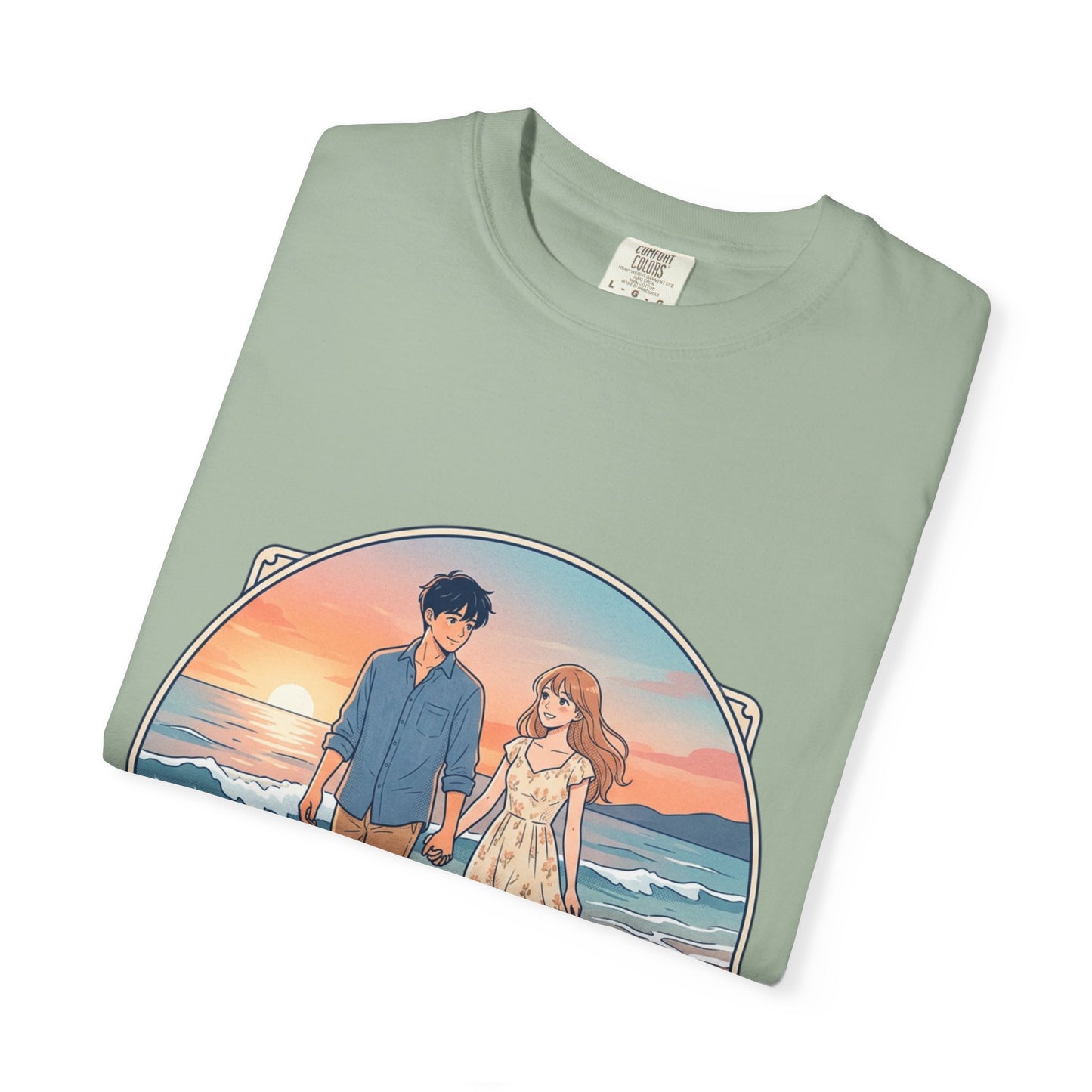 Sunset Lovers Beach T-Shirt — Romantic Couple Graphic Tee