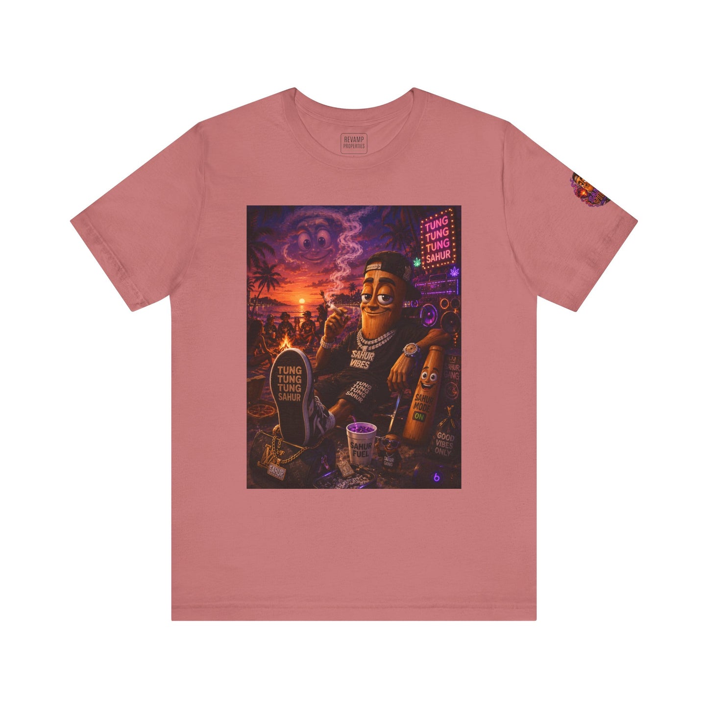 Tung Tung Tung Sahur Laid-Back Nightlife Graphic Tee — "Things Take Time" Urban Cartoon Design