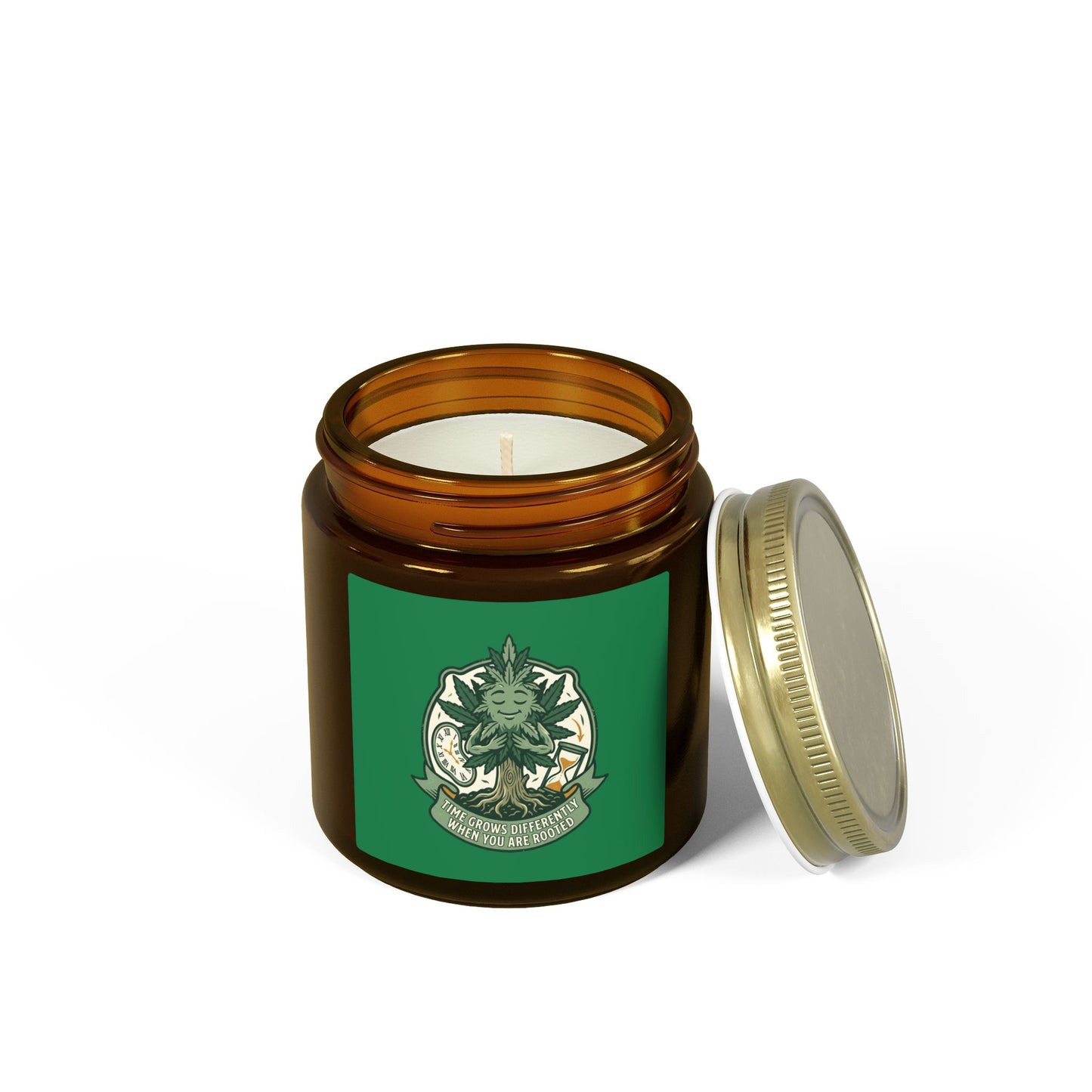 Coconut Apricot Scented Candle — Green Herbal Crest (4oz & 9oz)