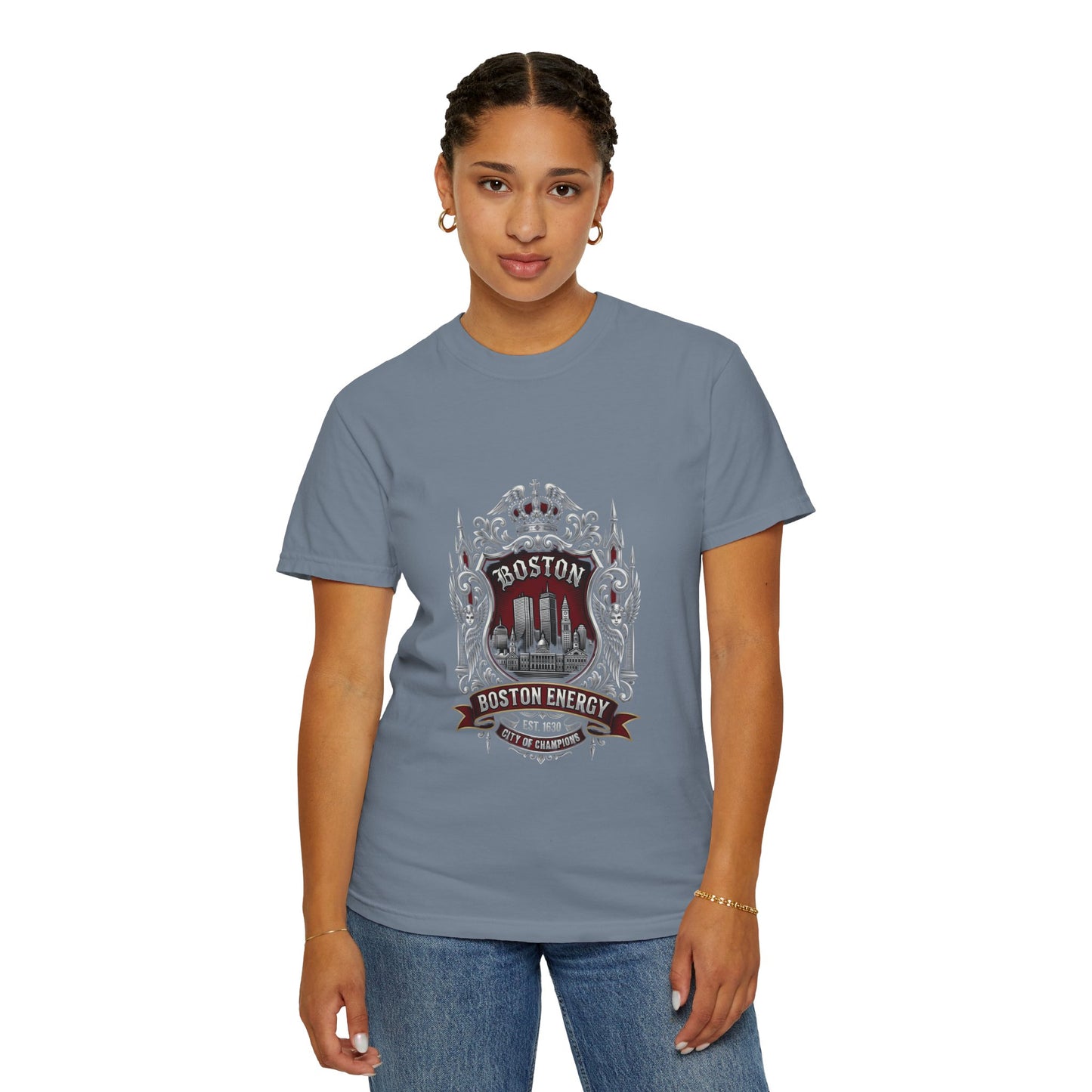 Boston Energy Vintage Crest T-Shirt — Retro City Skyline Tee