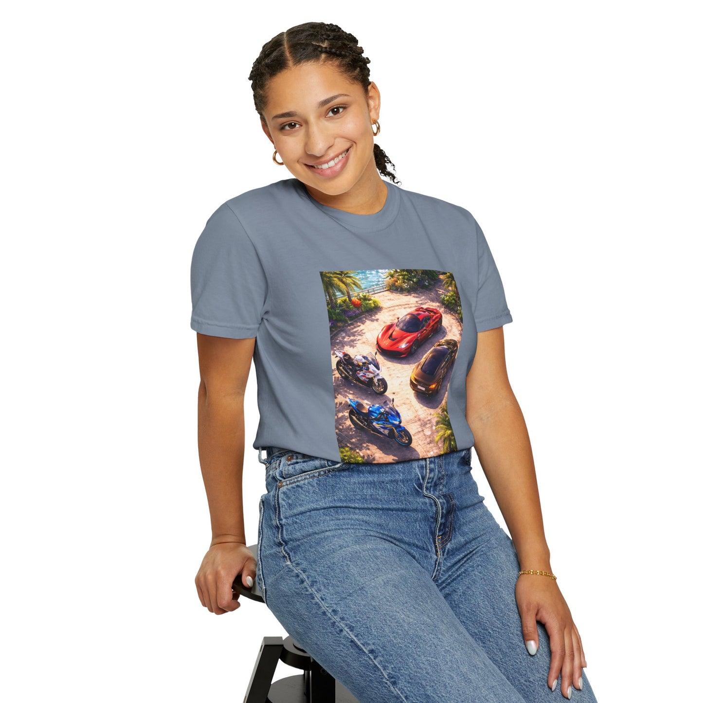 MULTI-VEHICLE - T-Shirt — Tropical Sports Cars & Motorbikes Print