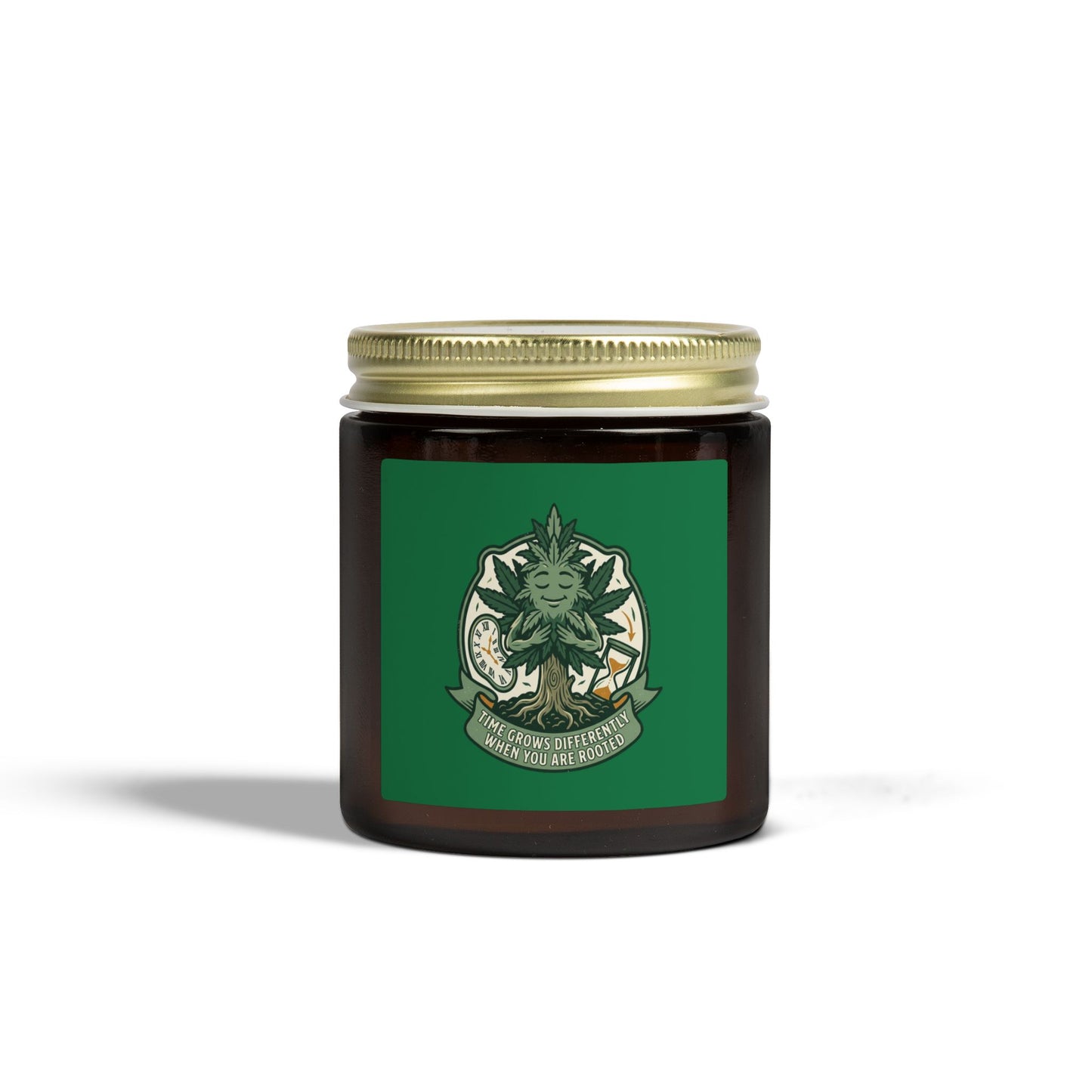 Coconut Apricot Scented Candle — Green Herbal Crest (4oz & 9oz)