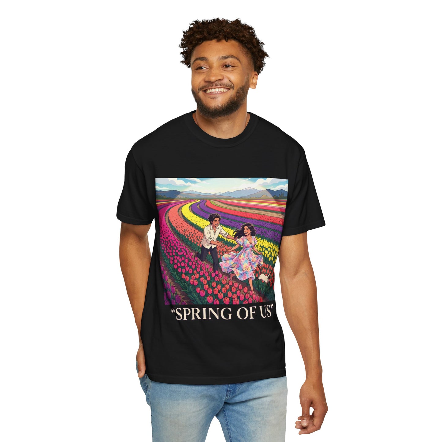 Spring of Us T-Shirt — Floral Field Vintage Couple Graphic Tee