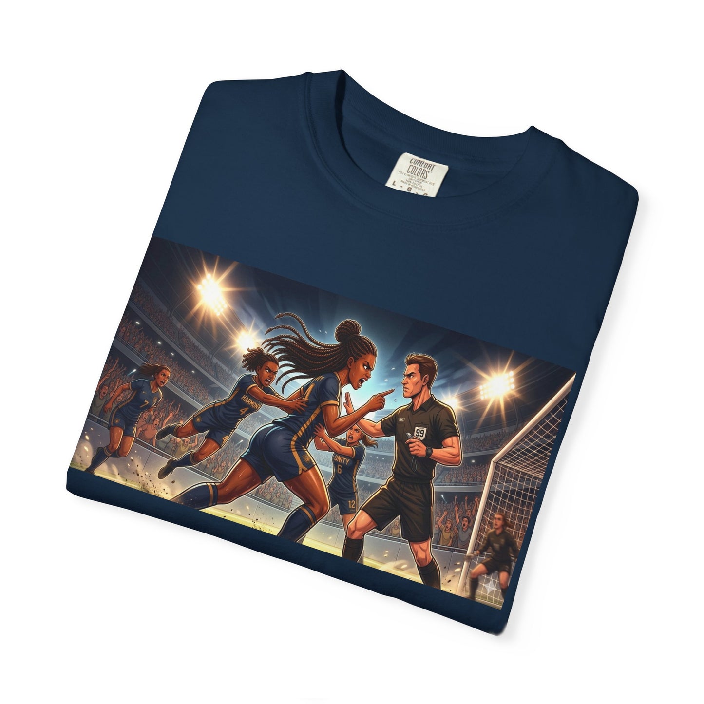 Soccer Night Match T-Shirt — Dynamic Players Under Stadium Lights