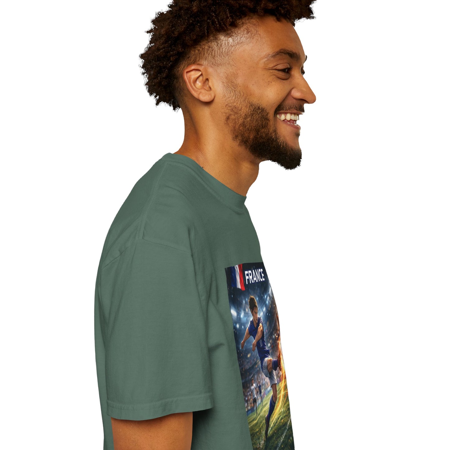 France Soccer Player Graphic T-Shirt — Football Kick Stadium Design