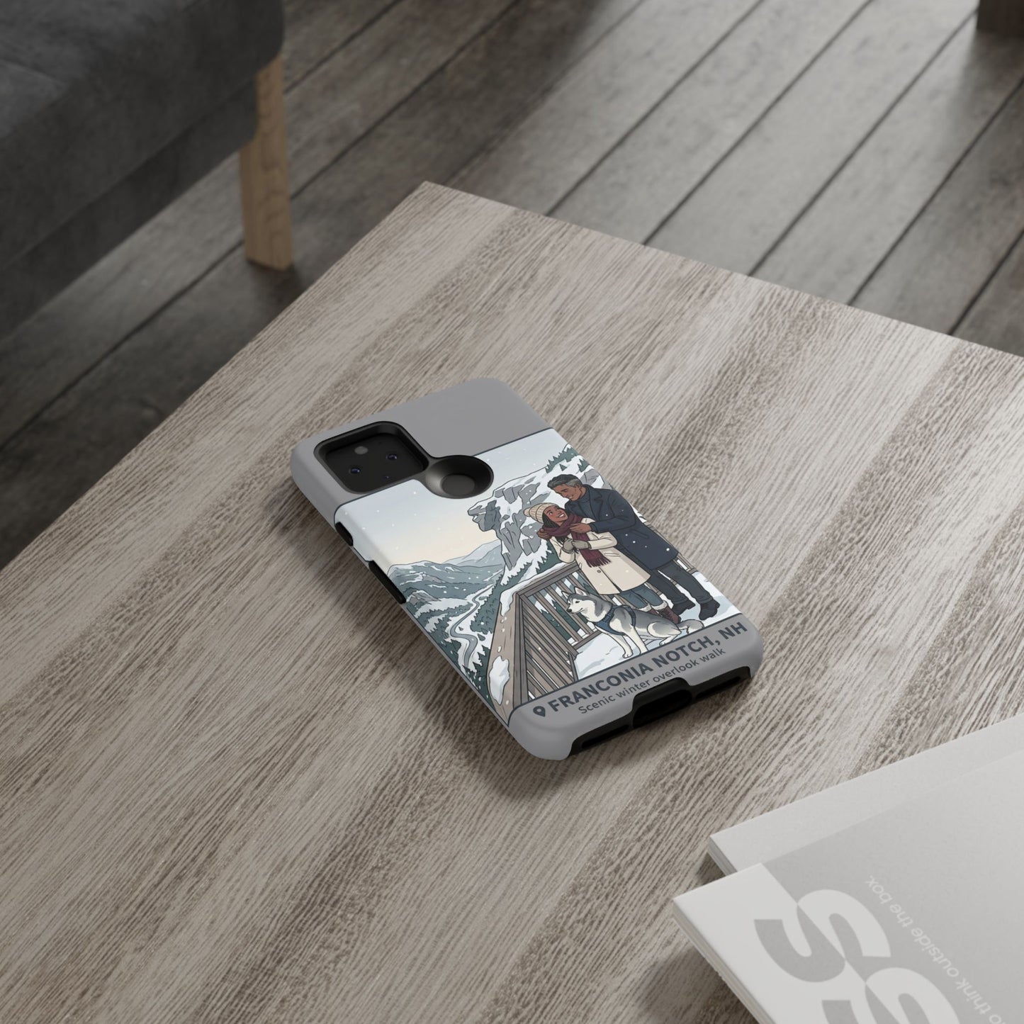 Winter Scenic Phone Case — Franconia Notch NH Couples & Husky Design