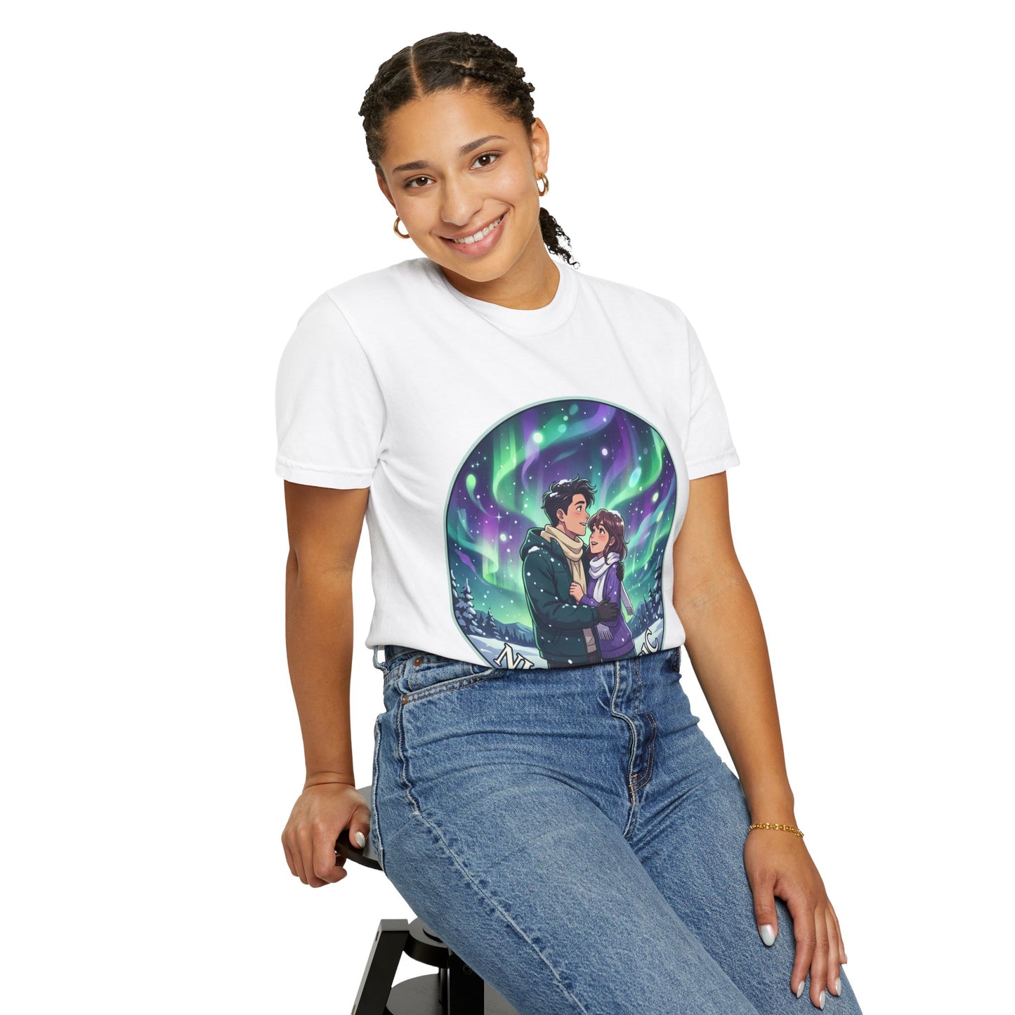Night Magic T-Shirt — Northern Lights Couple Illustration