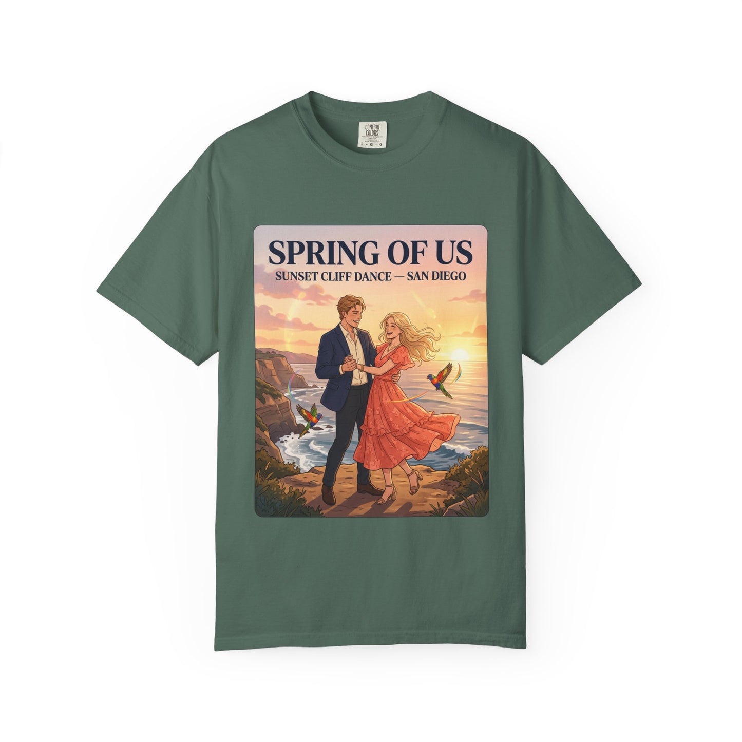 Spring of Us T‑Shirt — Sunset Cliff Dance San Diego Vintage Romance Tee