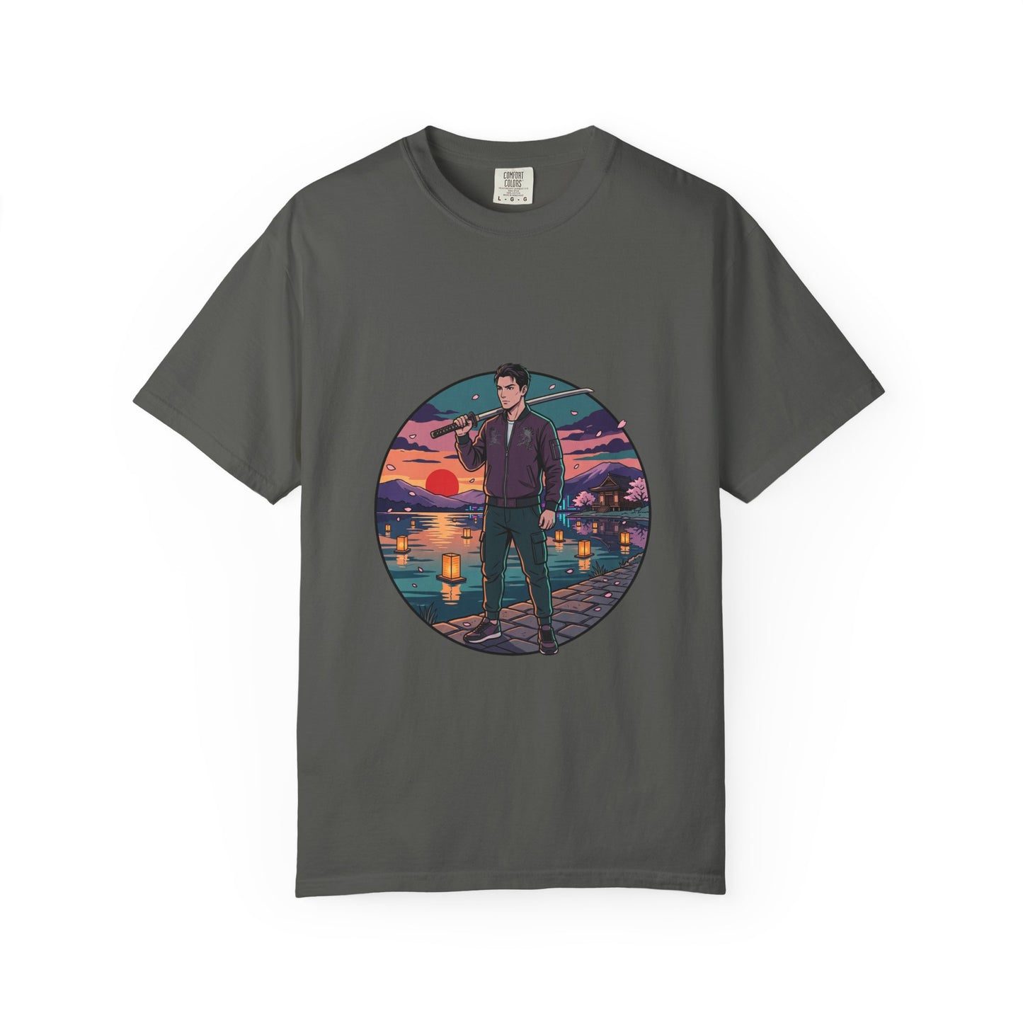 Vintage Night Harbor T-Shirt — Retro Sunset Fisherman Graphic Tee