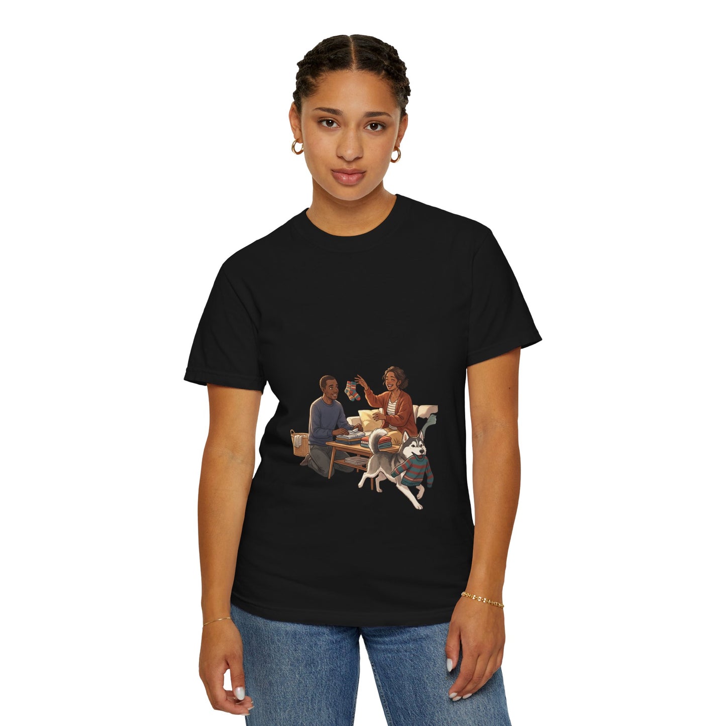 Picnic Cheers T-Shirt — Vintage Couple & Dog Illustration Tee