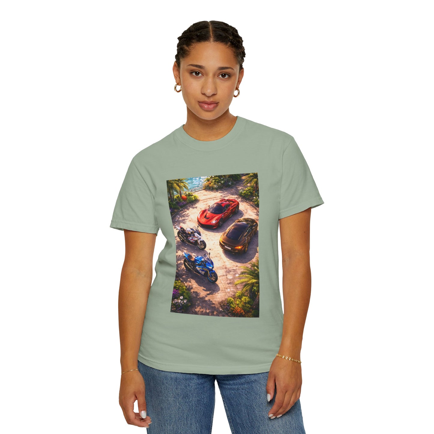 MULTI-VEHICLE - T-Shirt — Tropical Sports Cars & Motorbikes Print