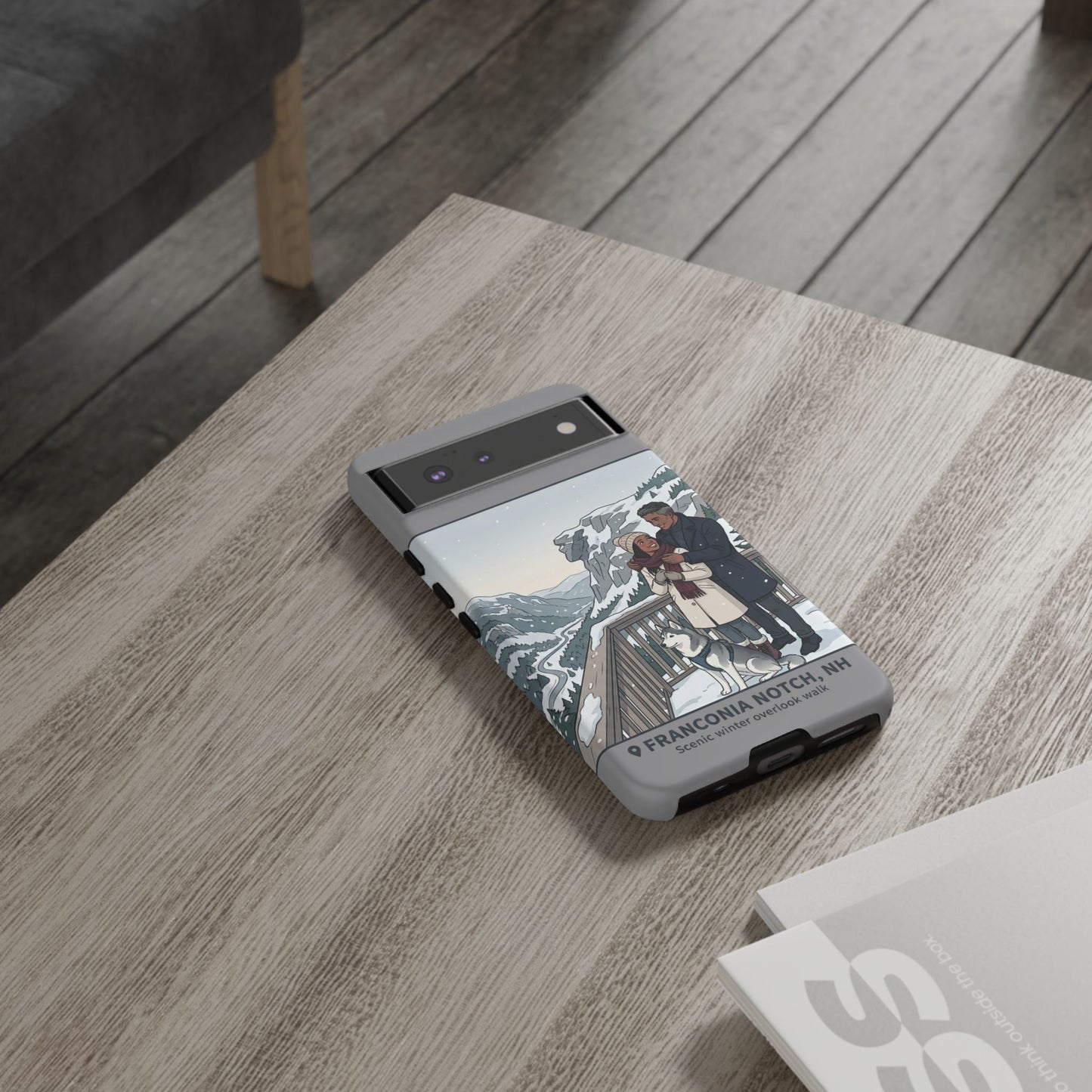 Winter Scenic Phone Case — Franconia Notch NH Couples & Husky Design