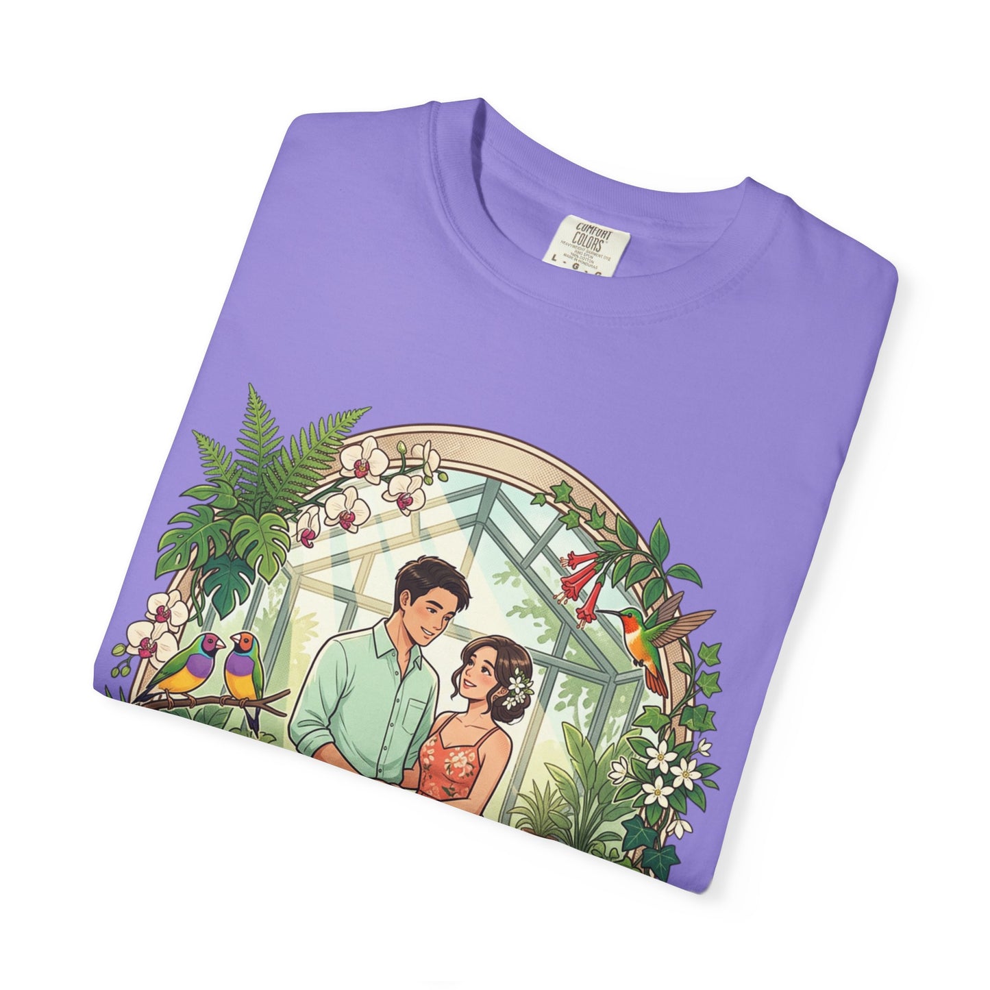 Romantic Greenhouse Couples T-Shirt — “Love Grows Where We Nurture It”