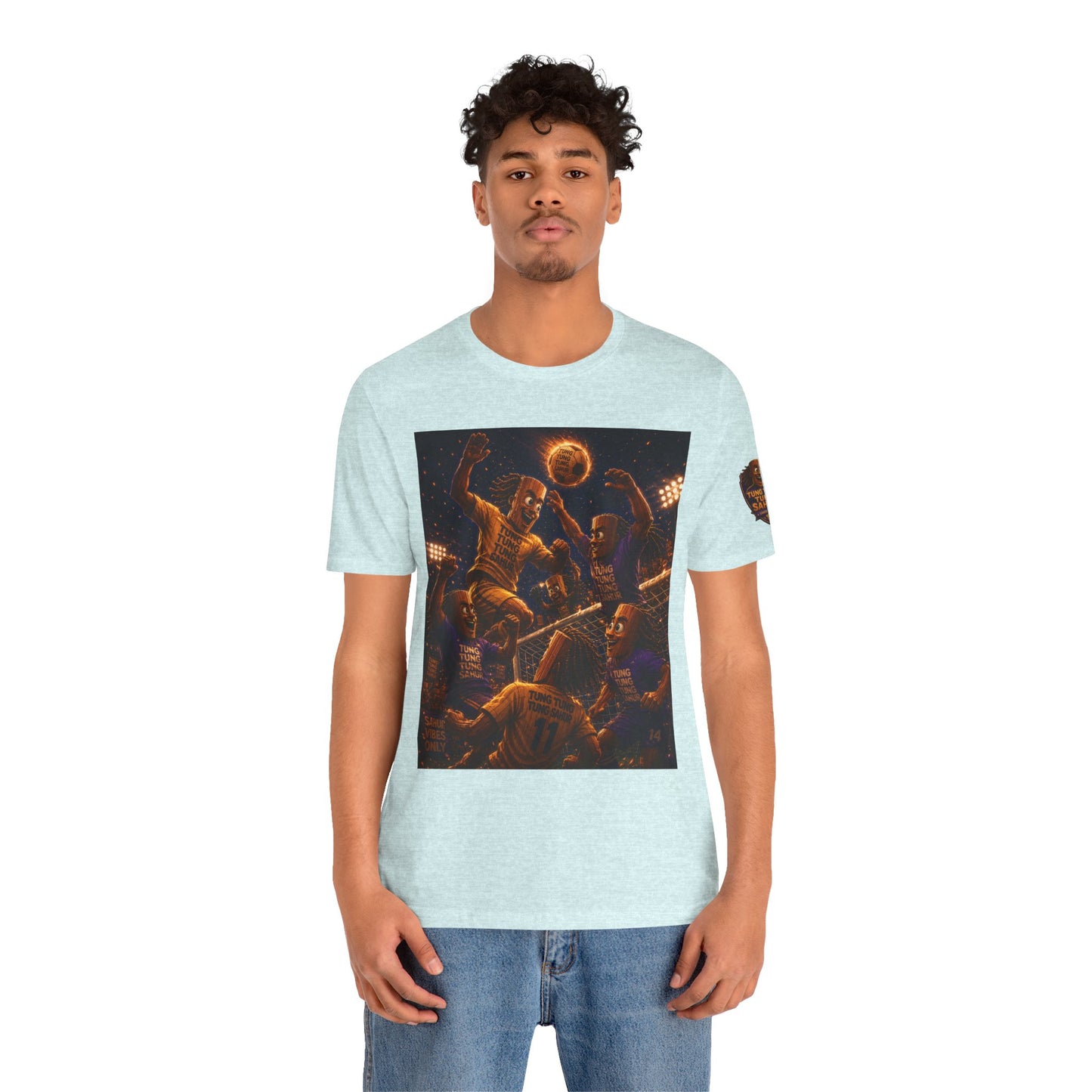 Tung Tung Tung Sahur Header Goal Soccer Action Graphic Tee — Team Court Night Design