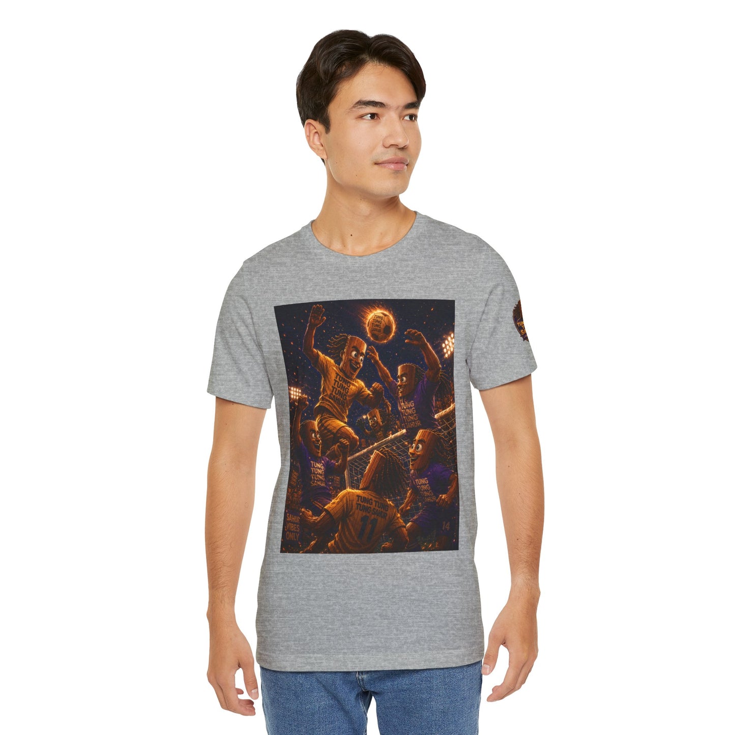 Tung Tung Tung Sahur Header Goal Soccer Action Graphic Tee — Team Court Night Design