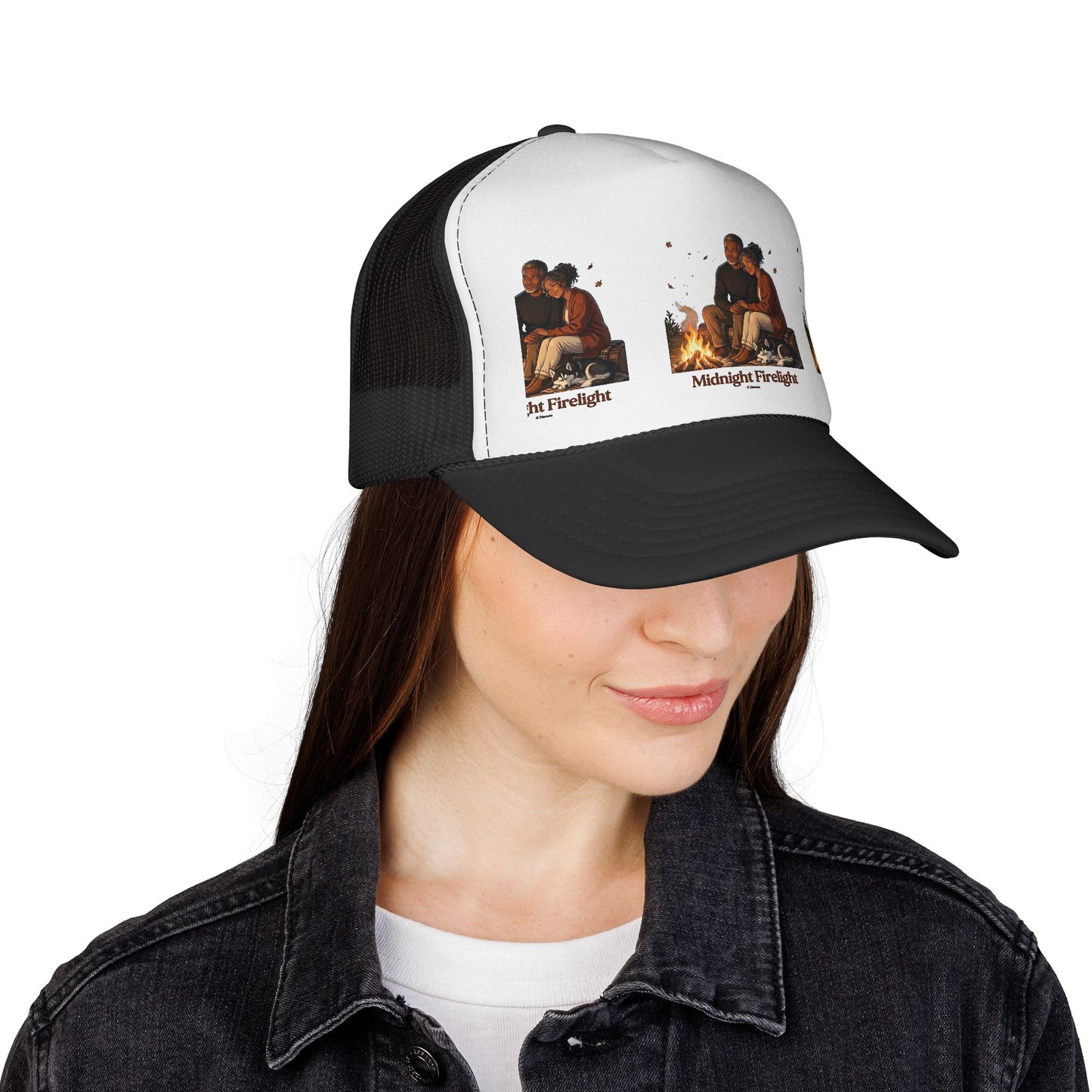 Trucker Cap — 'Midnight Firelight' Campfire Graphic Hat