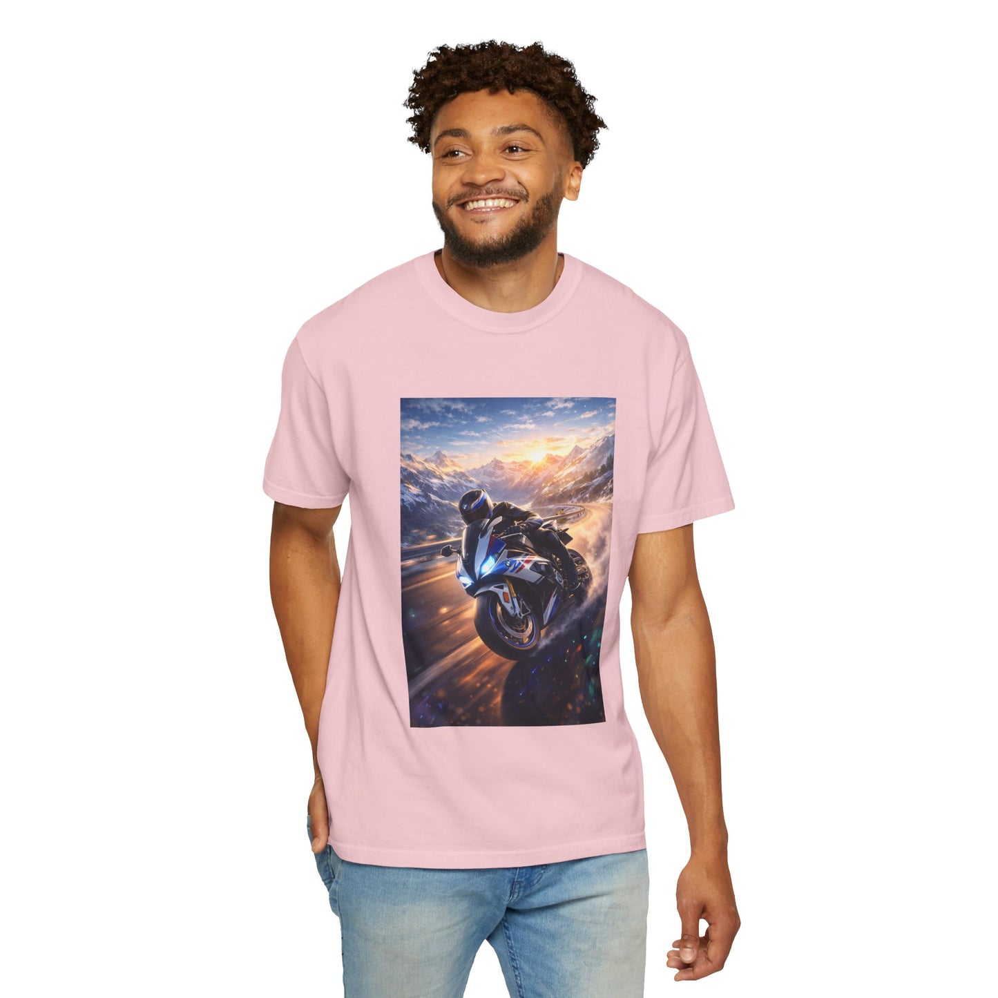 BMW S1000RR ALPINE GHOST RIDE - T‑Shirt — Sportbike Skyline Graphic Tee
