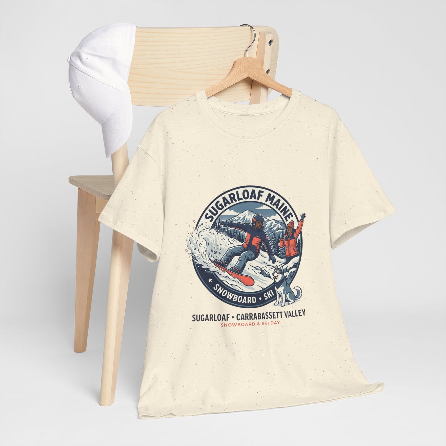 Sugarloaf Maine Snowboard & Ski T‑Shirt — Sugarloaf‑Carrabassett Valley Retro Graphic Tee