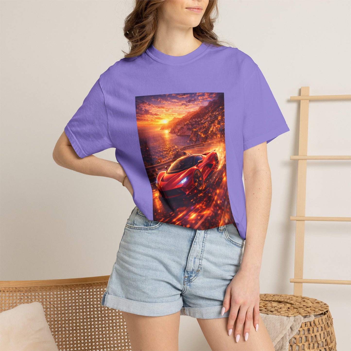 Ferrari F80- Amalfi Coast, Italy - T‑Shirt — Red Sports Car Print