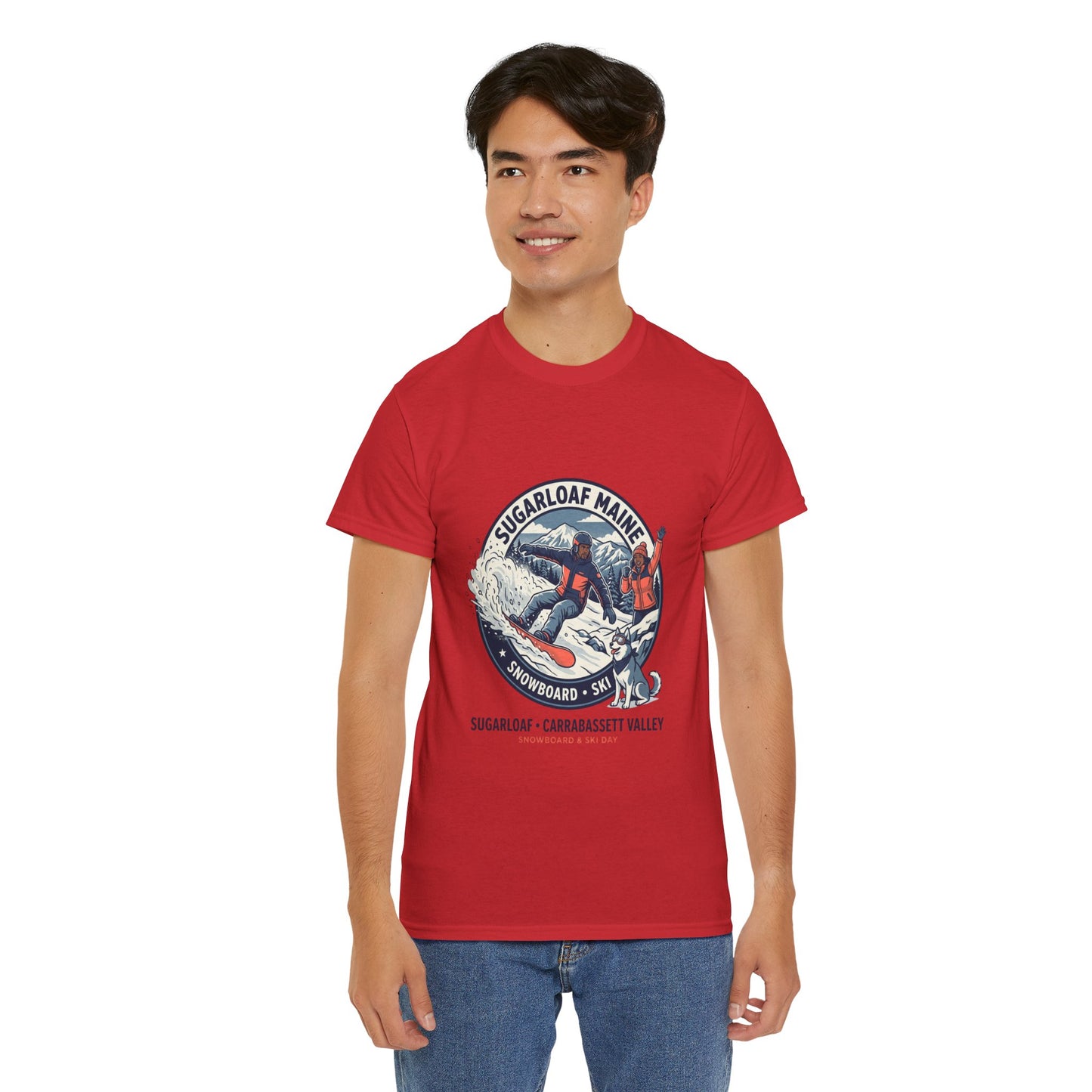 Sugarloaf Maine Snowboard & Ski T‑Shirt — Sugarloaf‑Carrabassett Valley Retro Graphic Tee