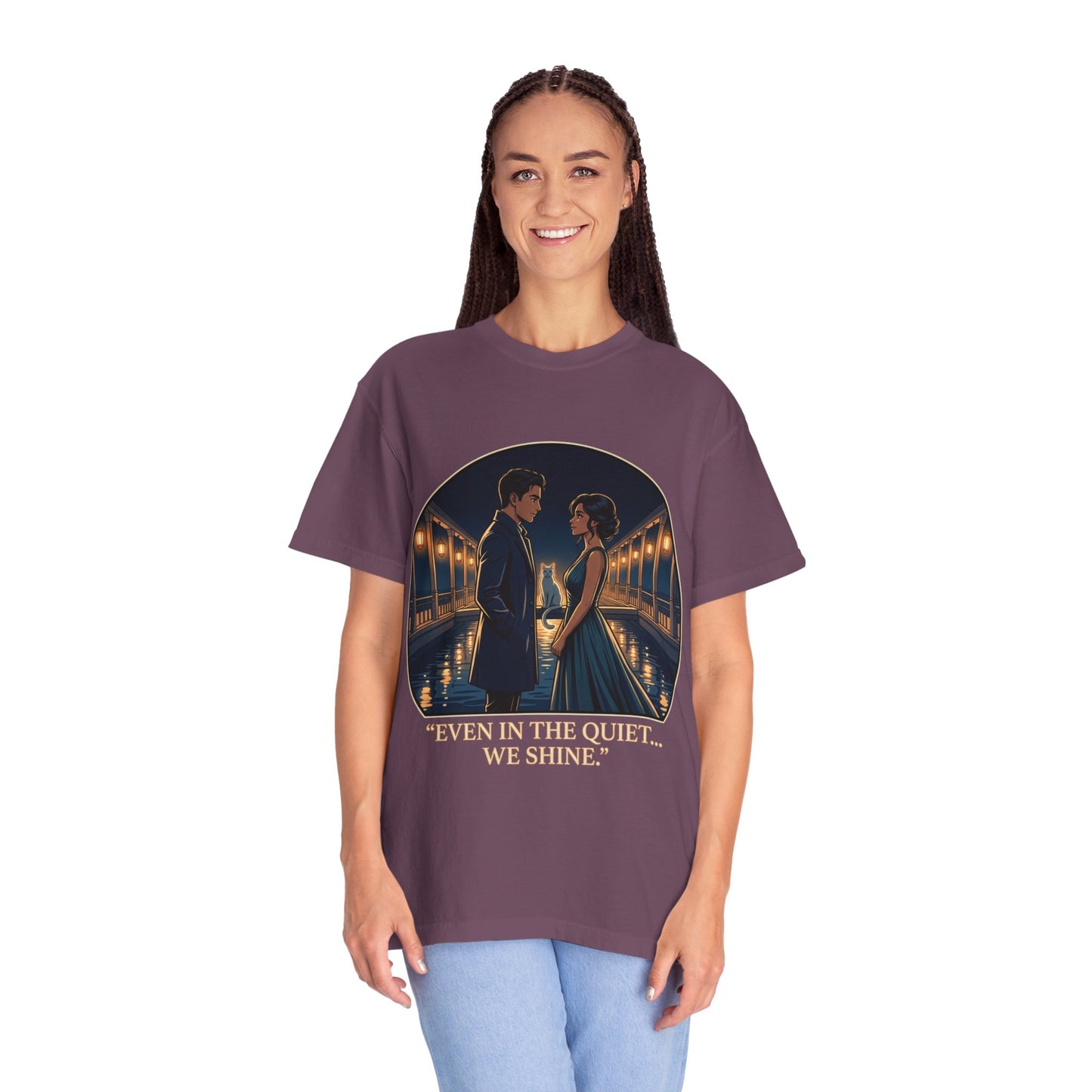 Romantic Night Stroll T-Shirt — "Even in the Quiet... We Shine" Graphic Tee