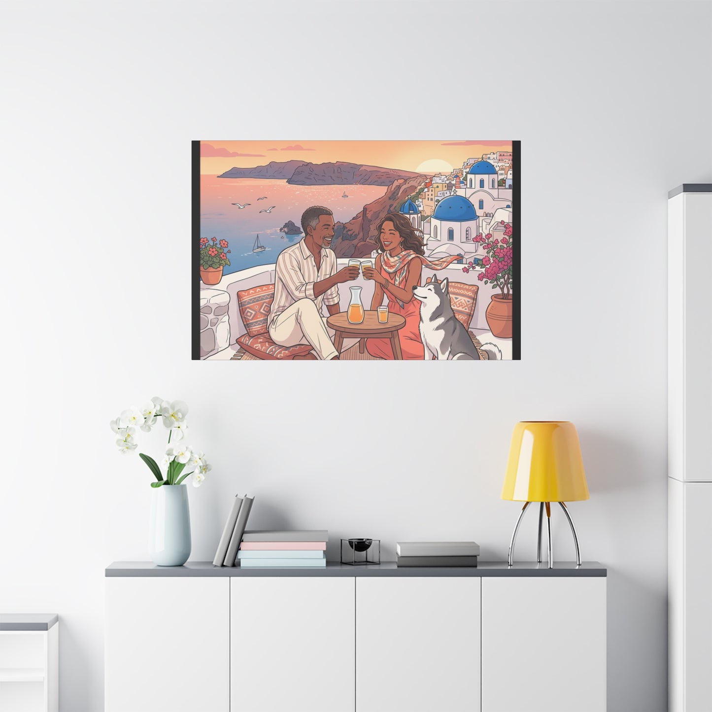 Santorini, Greece – “Sunset Serenade - Matte Canvas, Stretched, 1.25"