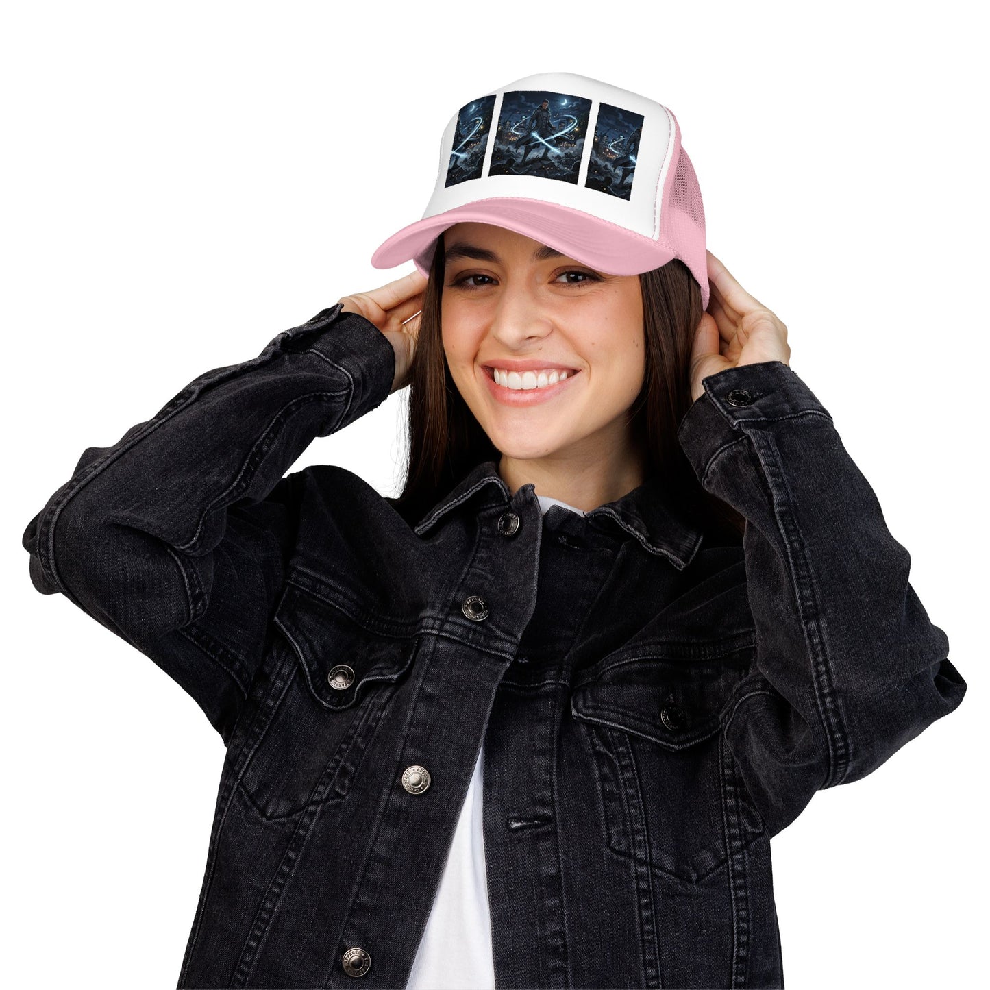 Trucker Hat — Neon Samurai Triptych Foam Trucker Cap