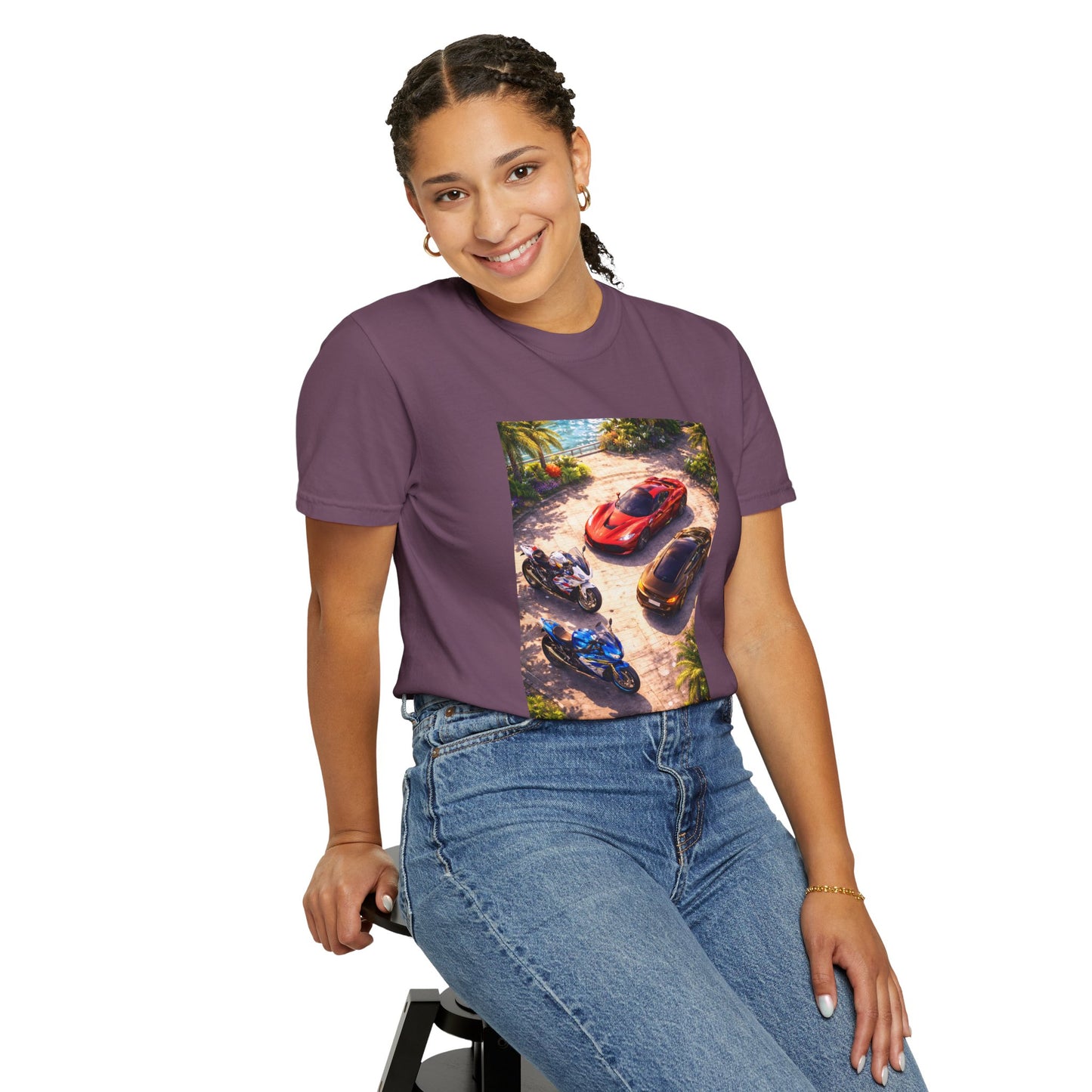 MULTI-VEHICLE - T-Shirt — Tropical Sports Cars & Motorbikes Print