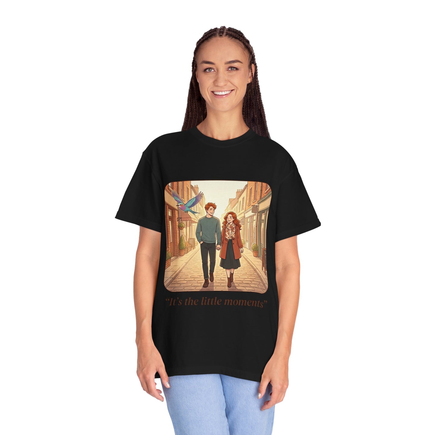 Romantic Stroll T-Shirt — “It’s the little moments” Couple Illustration Tee