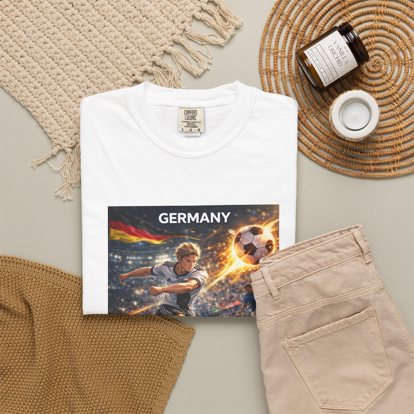 Germany Soccer Player Graphic T-Shirt — Retro Football Stadium Print