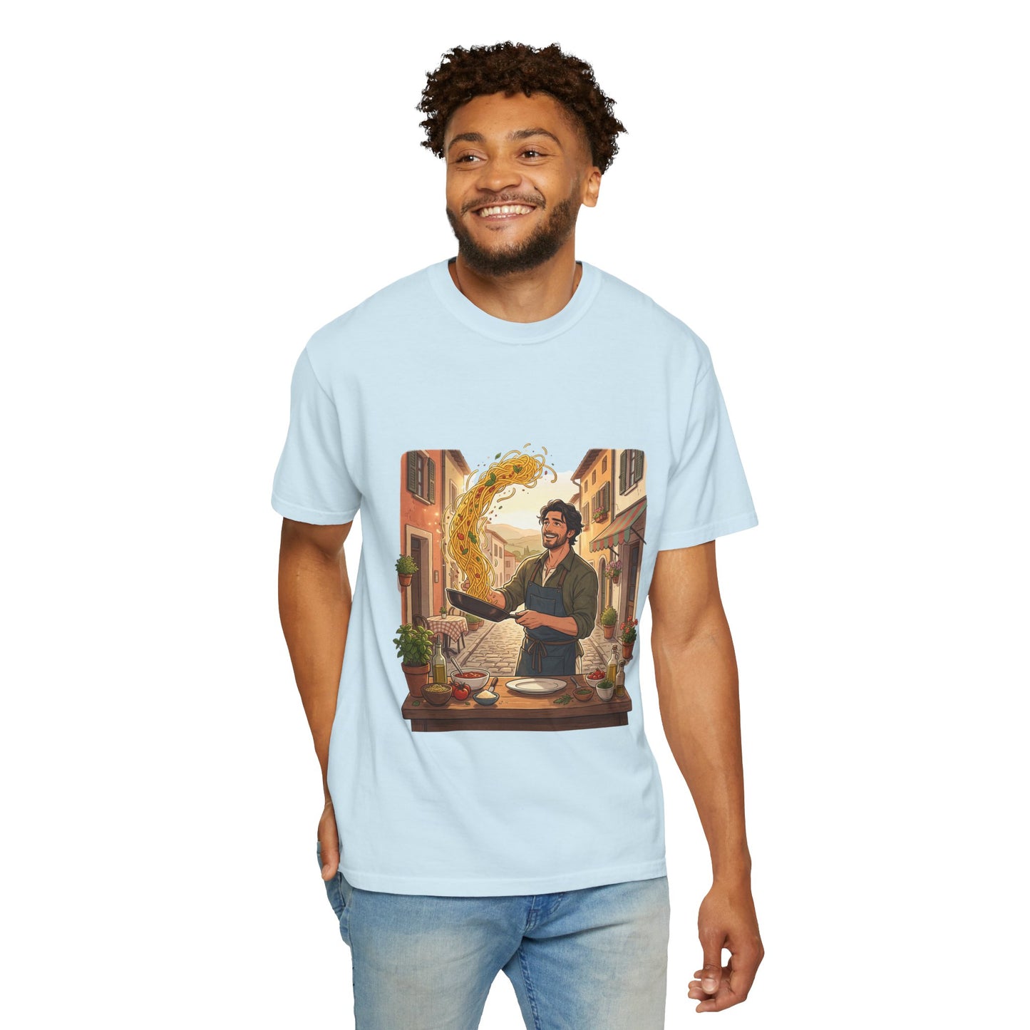 Italian Chef Pasta Toss T-Shirt — Vintage Street Kitchen Cooking Graphic Tee