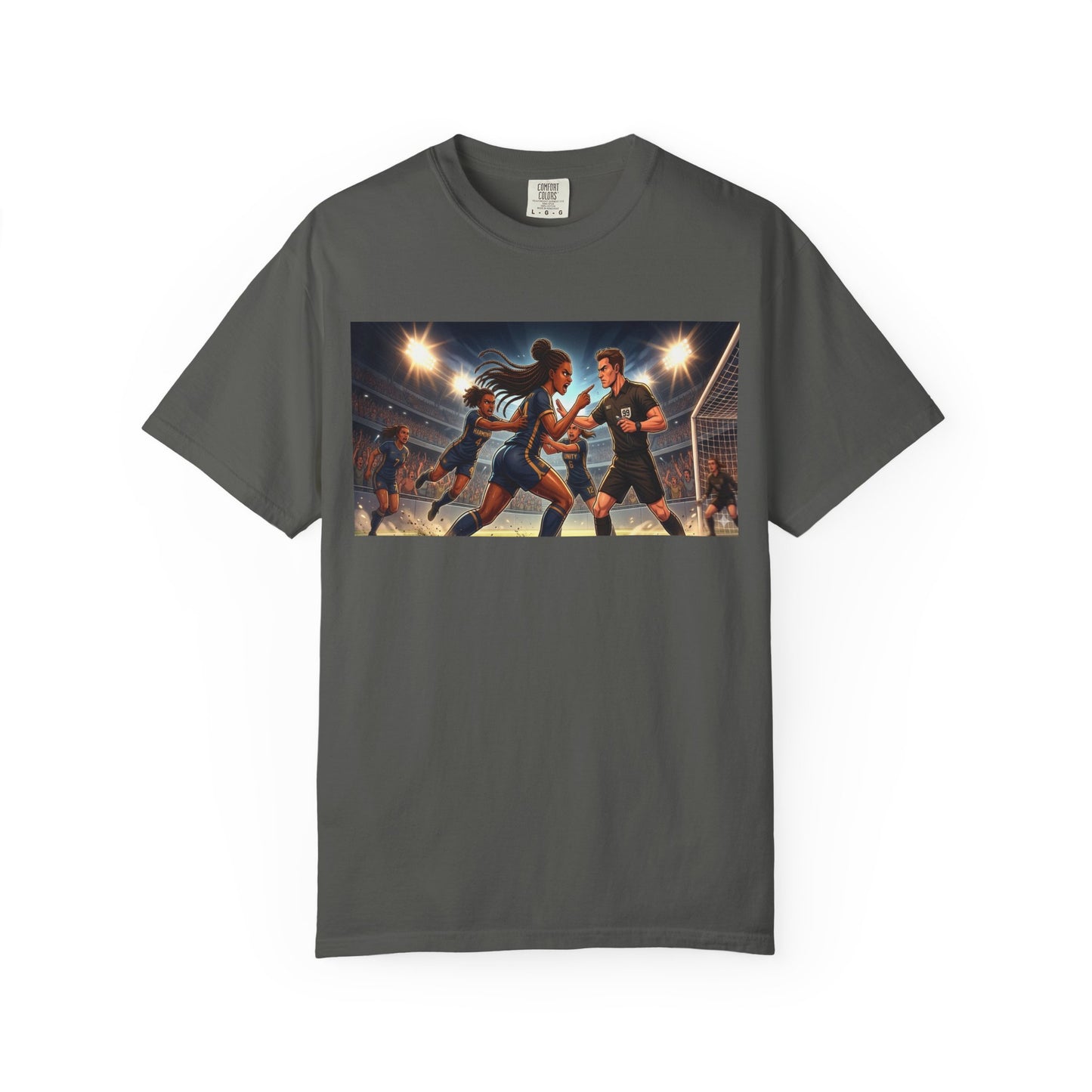 Soccer Night Match T-Shirt — Dynamic Players Under Stadium Lights