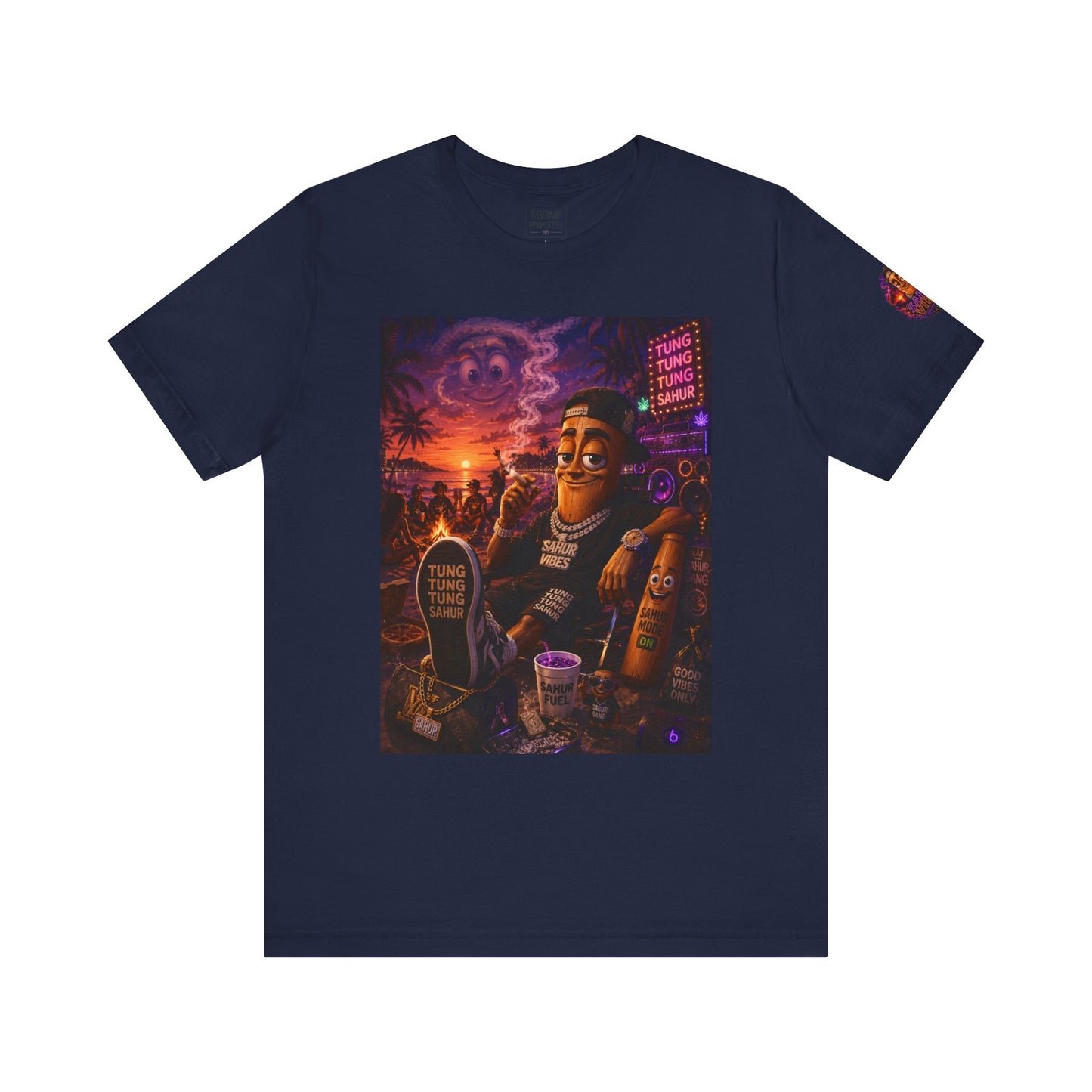 Tung Tung Tung Sahur Laid-Back Nightlife Graphic Tee — "Things Take Time" Urban Cartoon Design