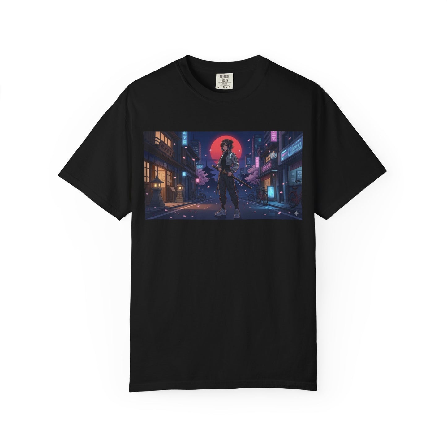 Cyberpunk Samurai T-Shirt — Neon Night Street Art Tee