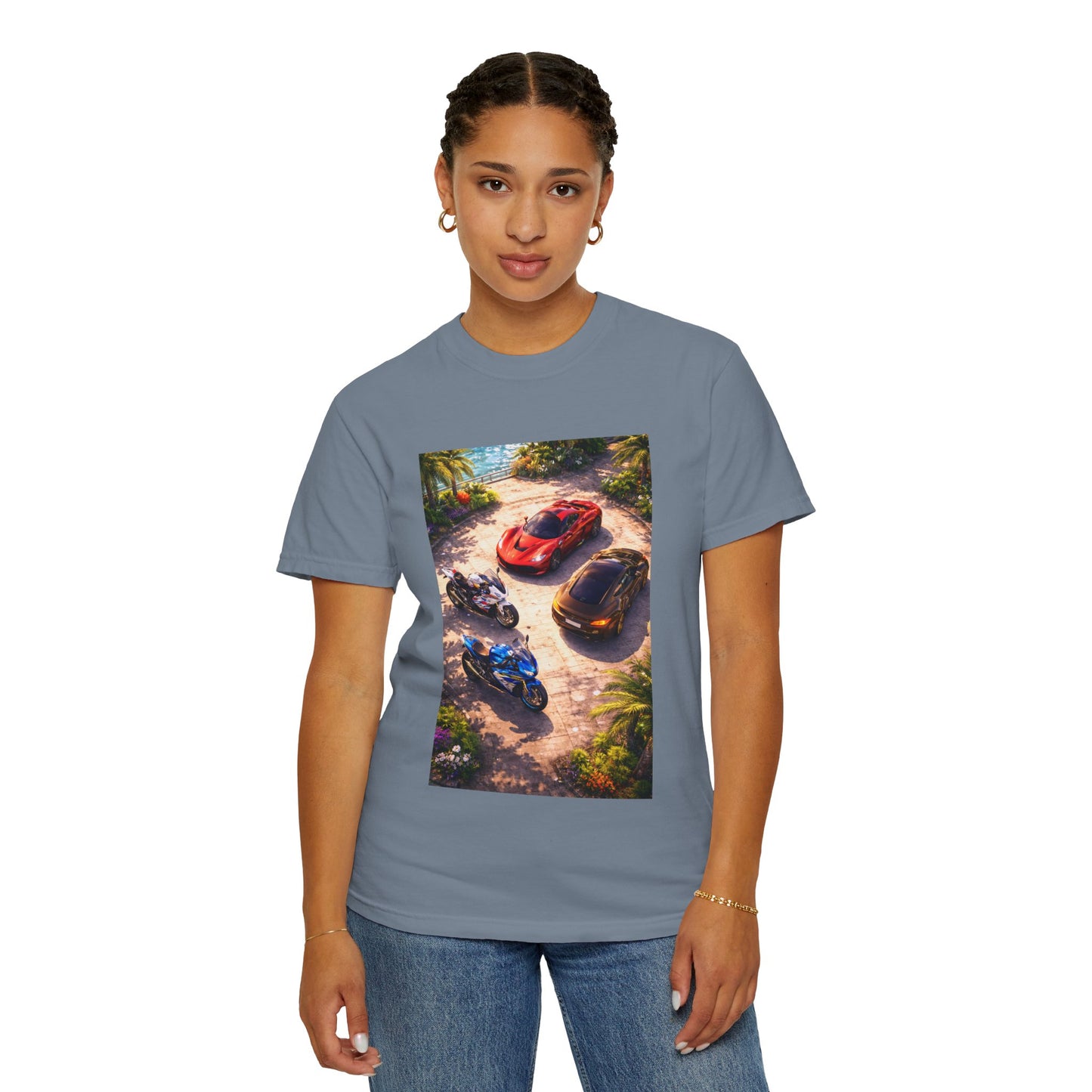 MULTI-VEHICLE - T-Shirt — Tropical Sports Cars & Motorbikes Print