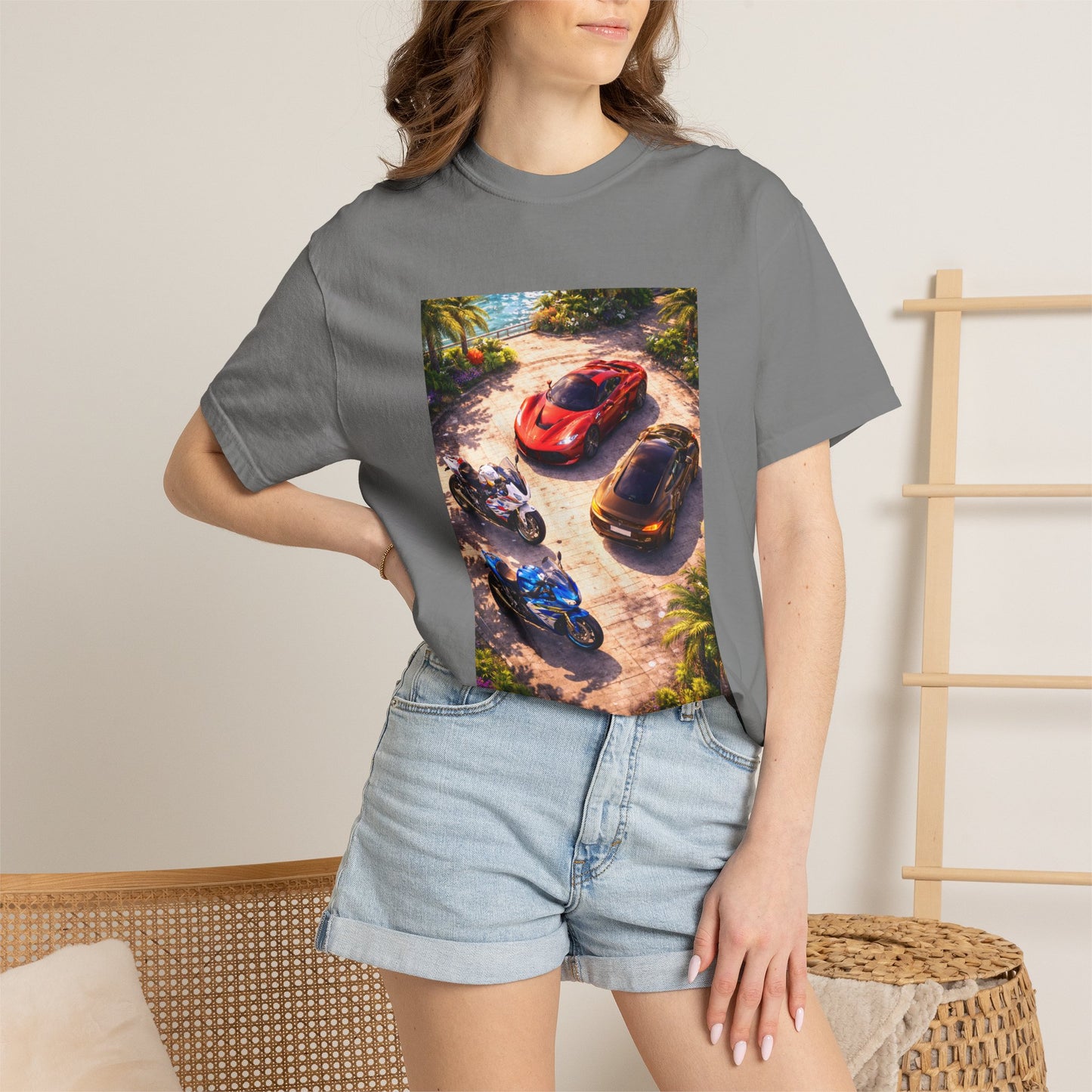 MULTI-VEHICLE - T-Shirt — Tropical Sports Cars & Motorbikes Print
