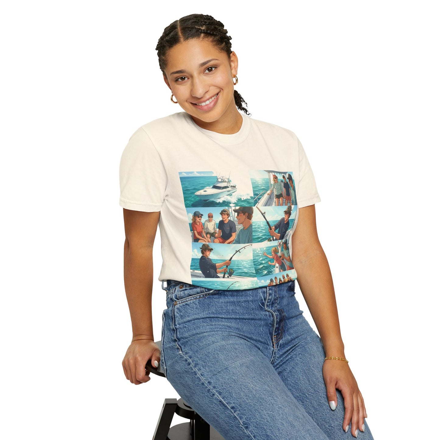 Deep Sea Energy (Friends Fishing Edition) Fishing Trip Photo Collage T-Shirt