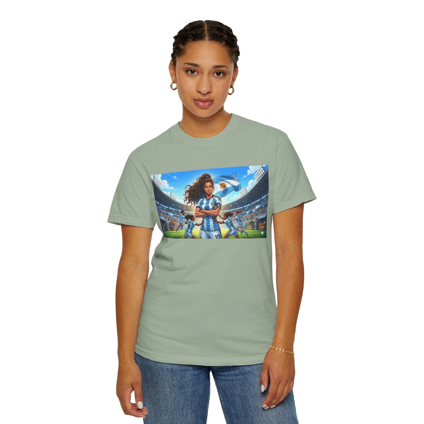 Argentina Soccer Heroine Stadium T-Shirt – Female Soccer Player Graphic Tee