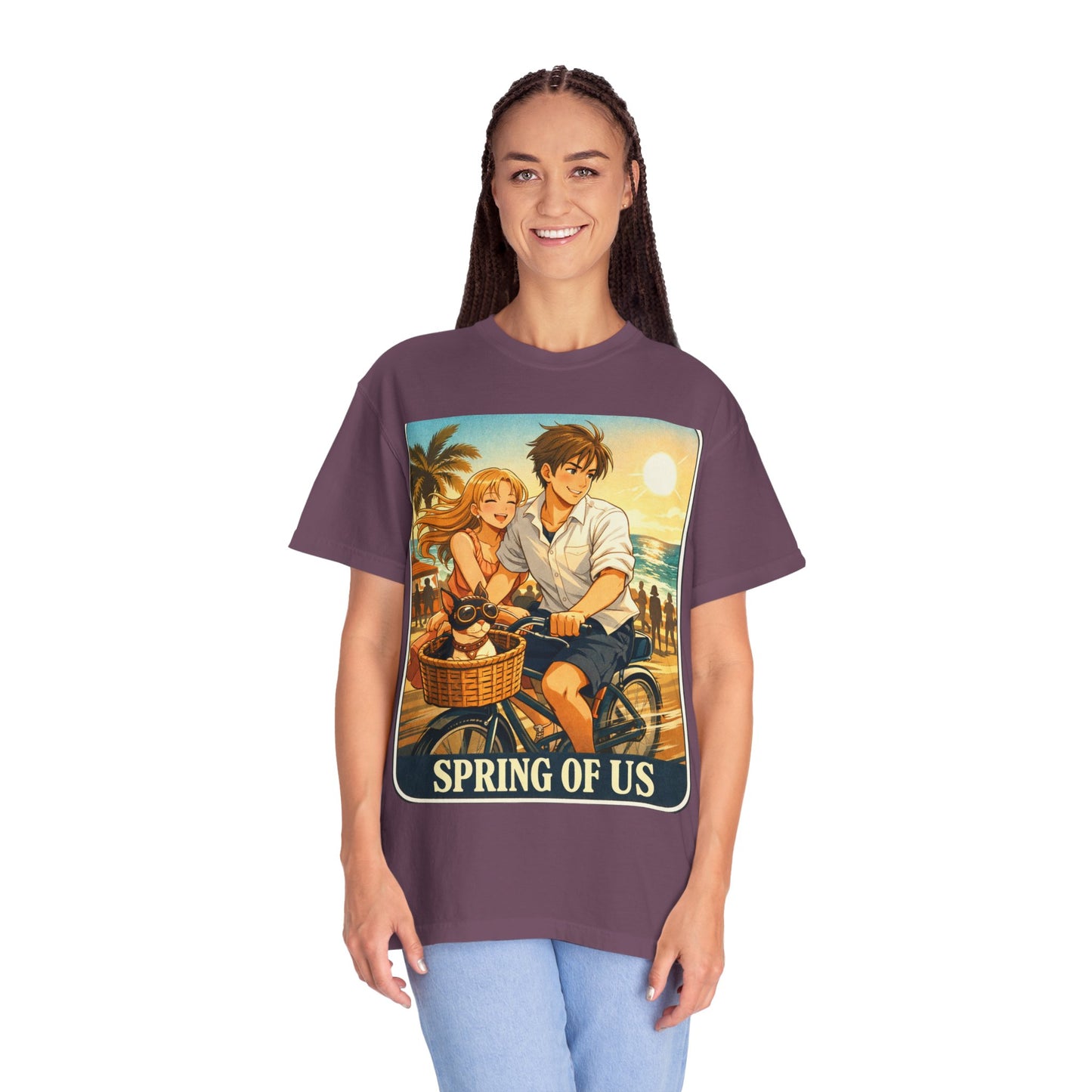 Spring of Us T-Shirt — Vintage Beach Couple Bicycle Design